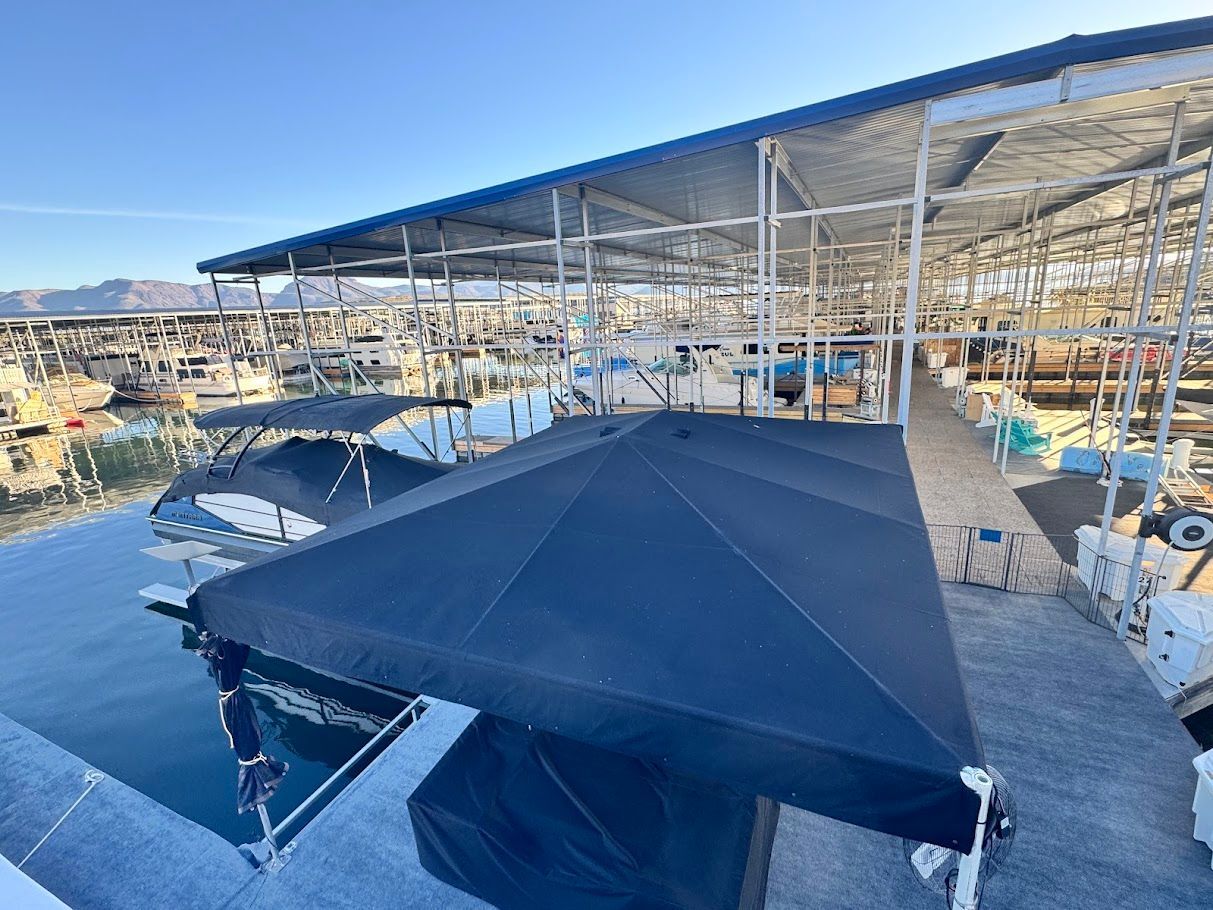 Houseboat in marina, Summersun 16x68, 2006 model, under covered dock.