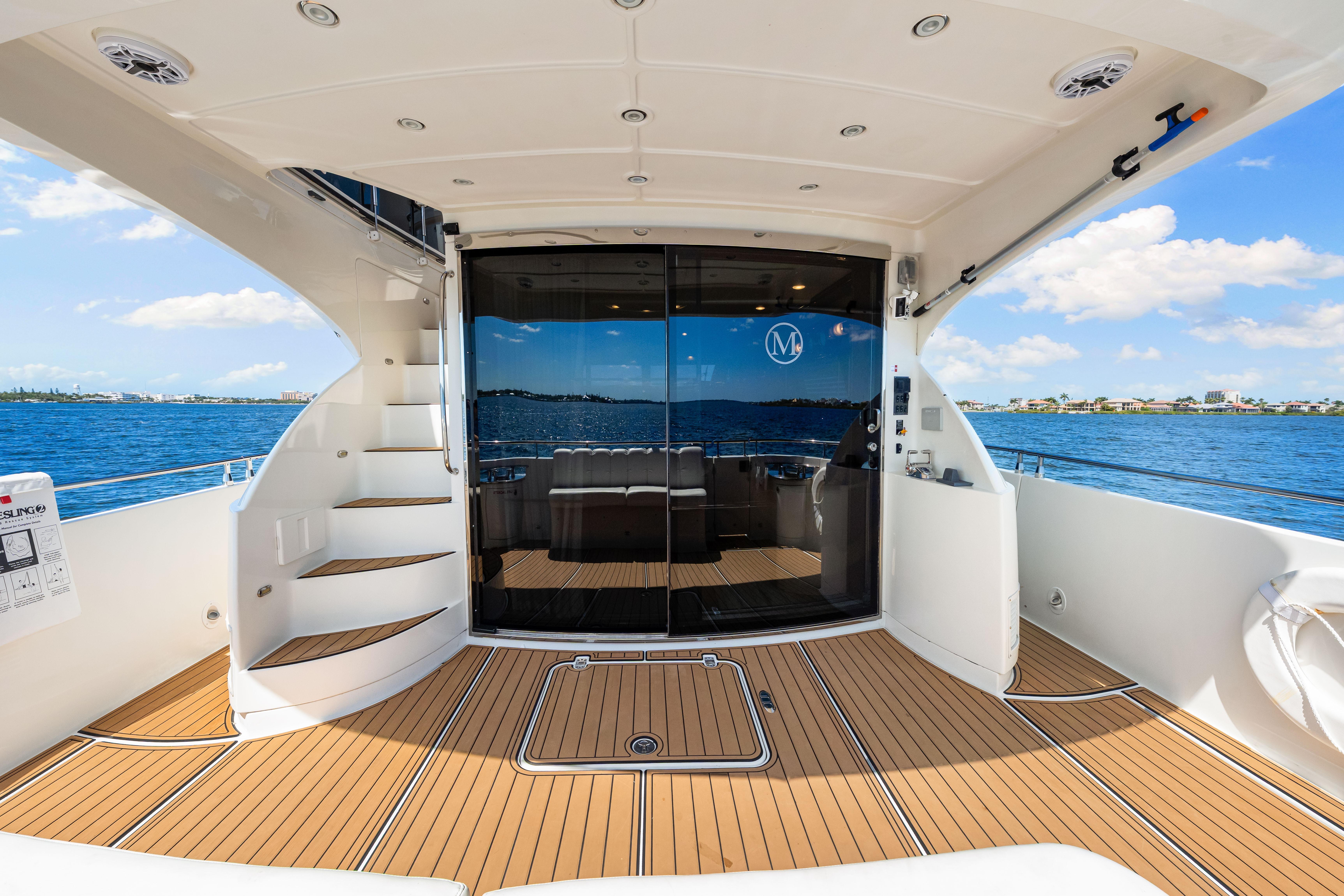 Luxurious 2007 Marquis 59 Markham Edition yacht interior with ocean view and elegant design.