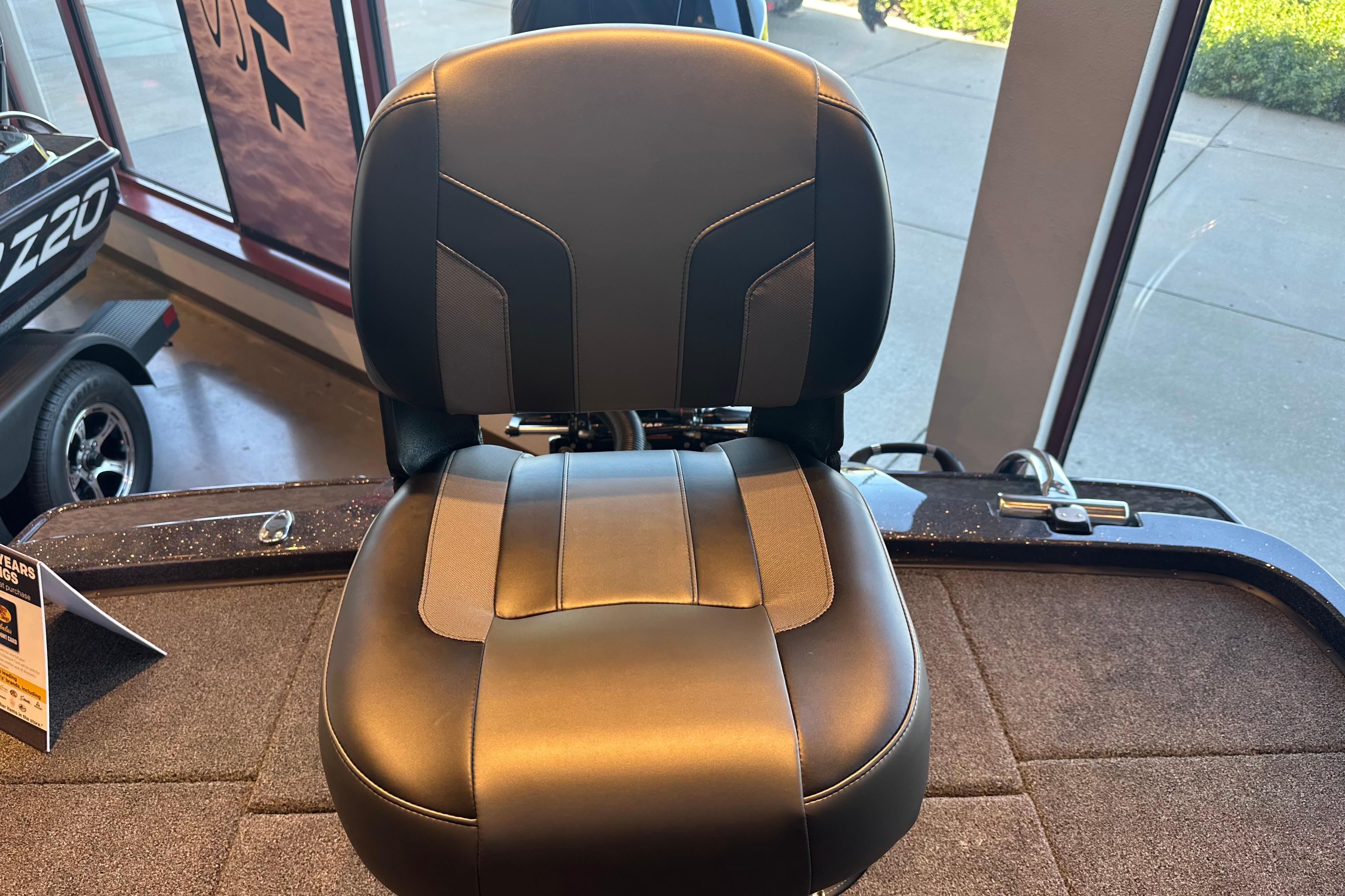 2026 Nitro Z19 XL boat seat, black leather, showroom display.