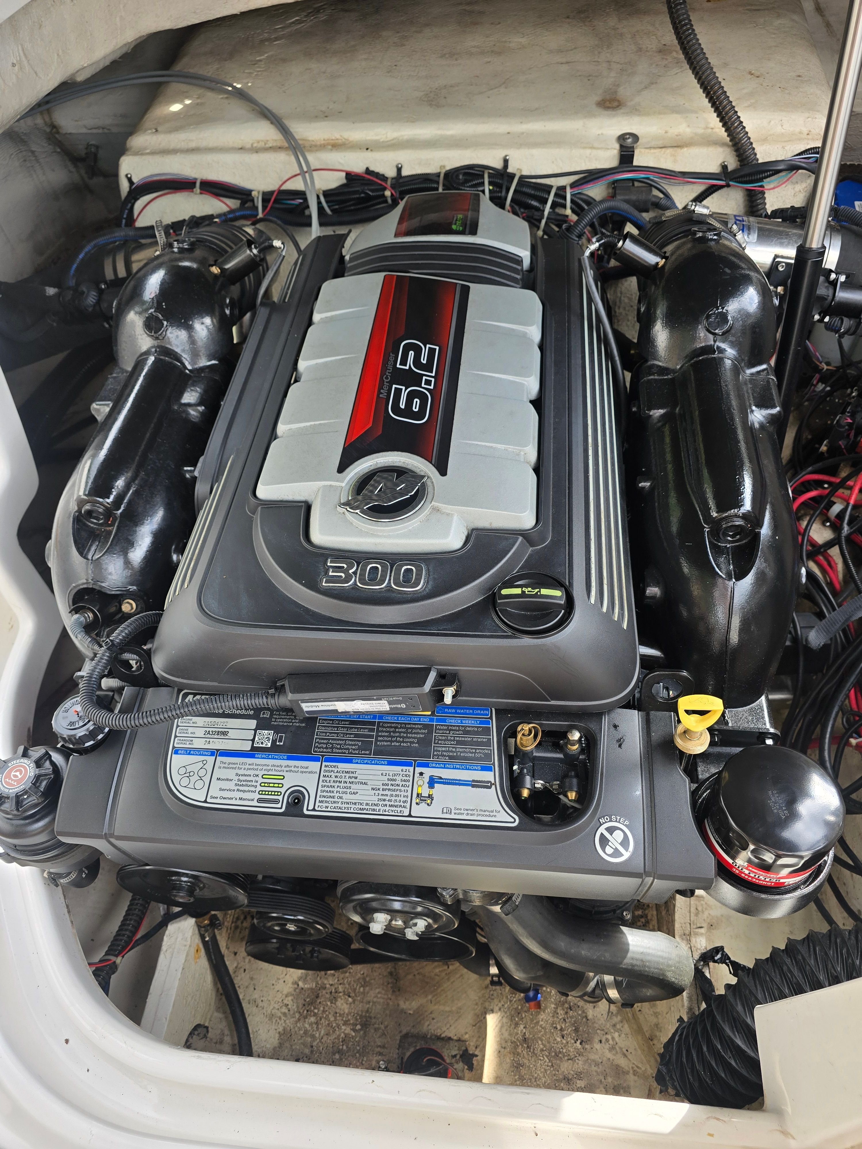 Engine of 2016 Hurricane SD 2200 boat, 6.2L V8, clean and well-maintained.