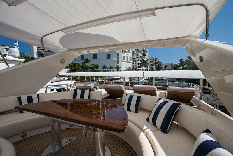 Luxurious seating area on a 1998 Azimut 85 Ultimate yacht.