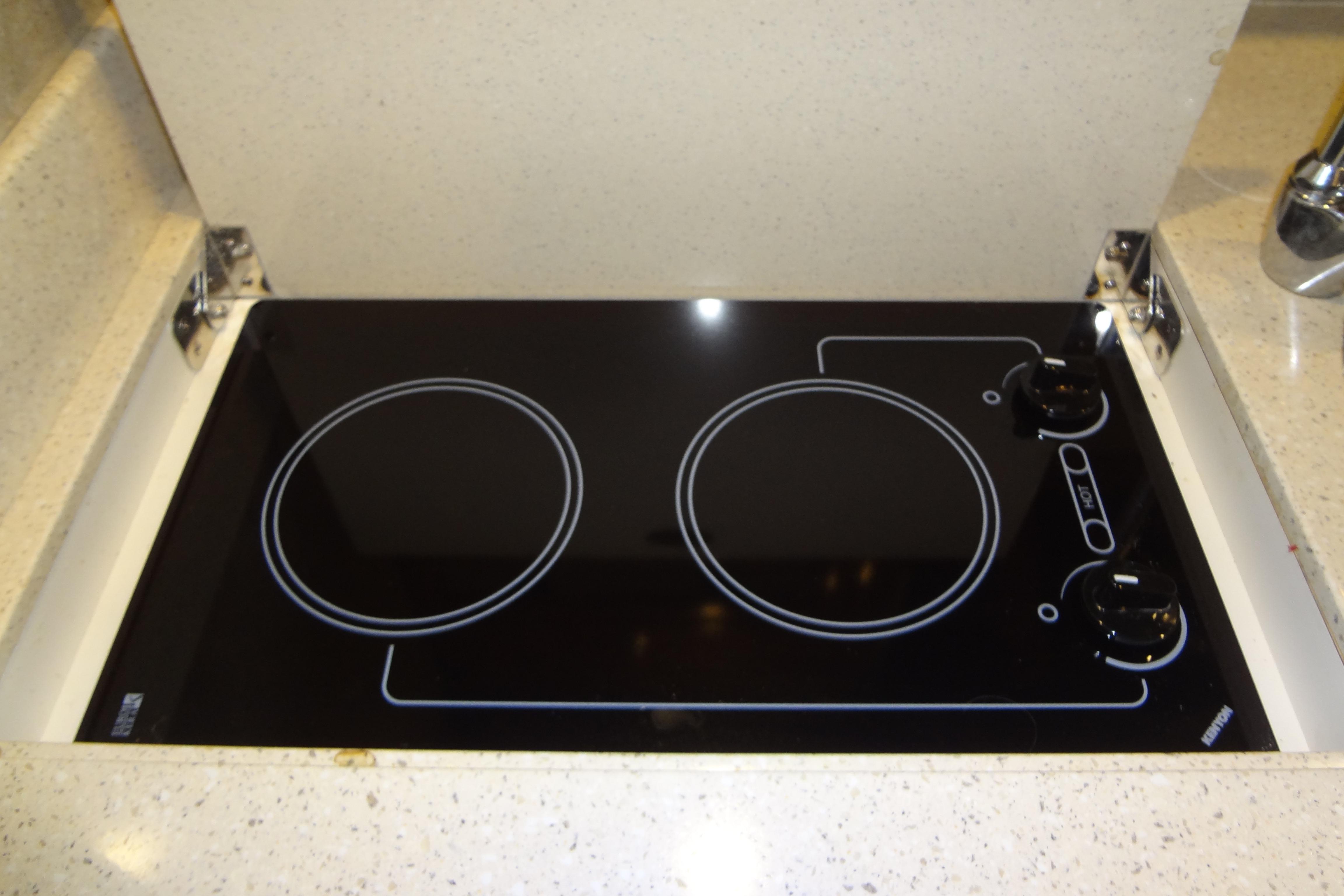 Built-in electric stove on 2007 Formula 34 Performance Cruiser yacht.