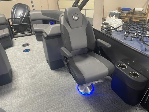 Luxurious interior of 2026 South Bay 525 RS 3.0 Arch boat with modern seating.