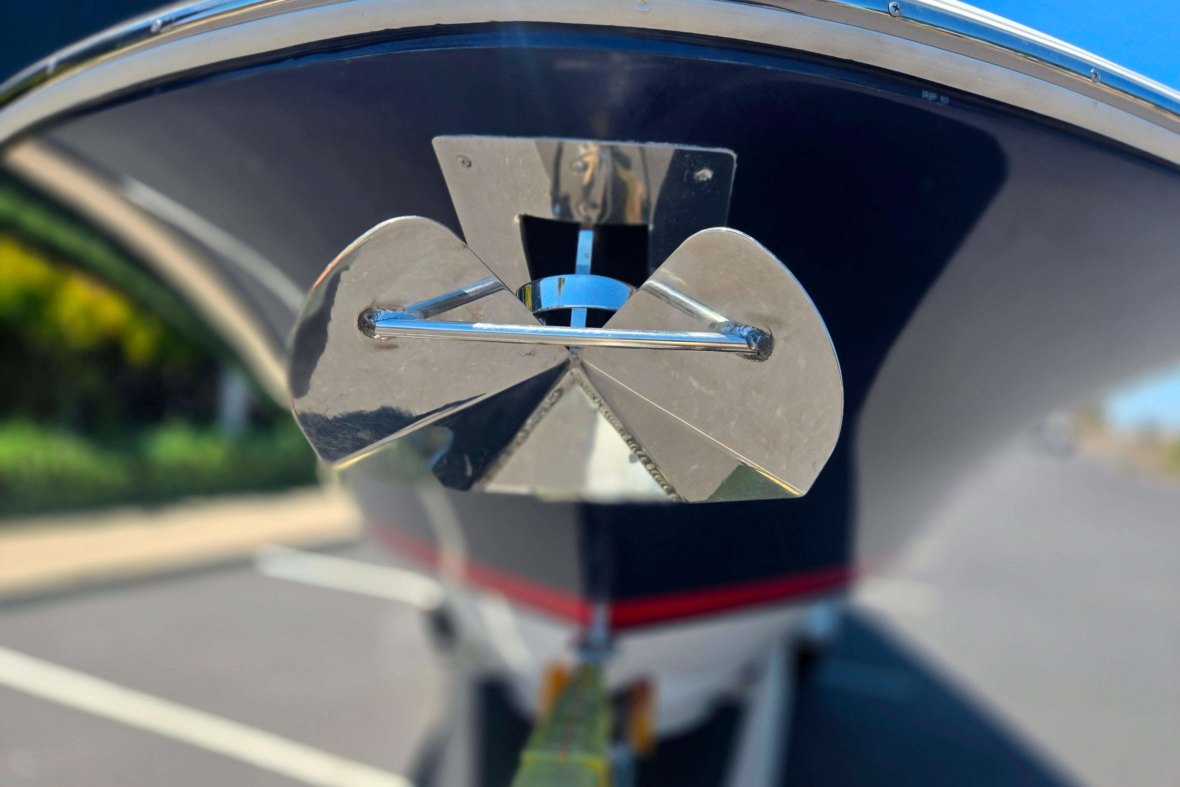 Close-up of a 2002 Chris-Craft Launch 28 GT I/O boat anchor detail.