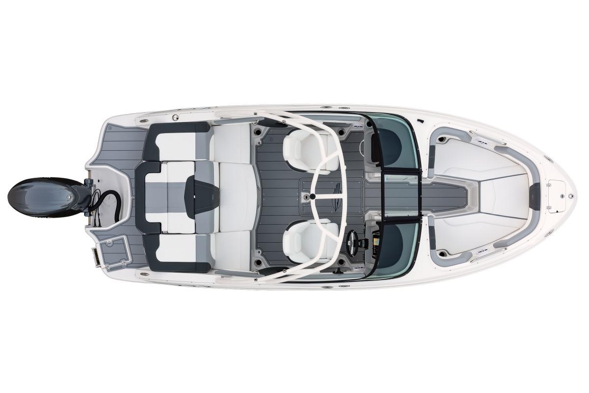 Manufacturer Provided Image: 2026 Chaparral 21 SSi OB boat, top view, showcasing seating and layout design.