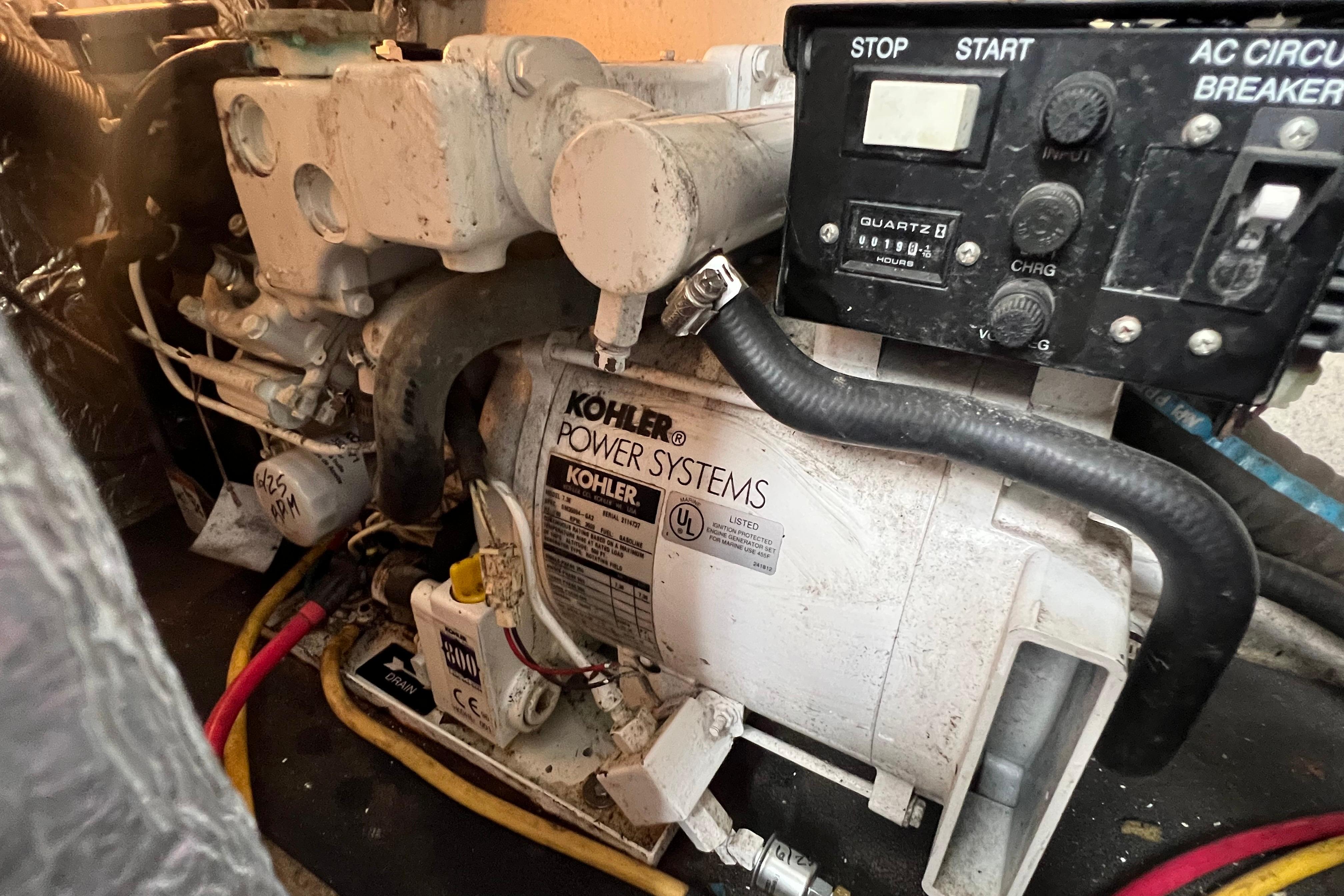 Kohler power system in 2008 Crownline 340 CR boat engine compartment.
