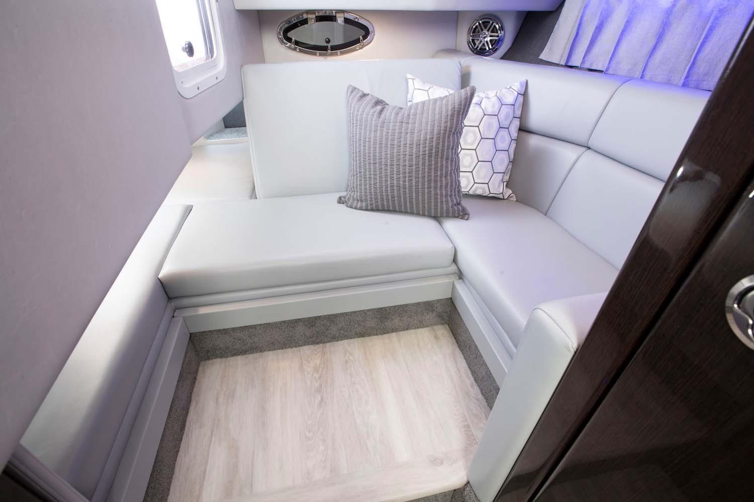 Manufacturer Provided Image: 2020 Formula 330 Crossover Bowrider interior with modern seating and decorative pillows.