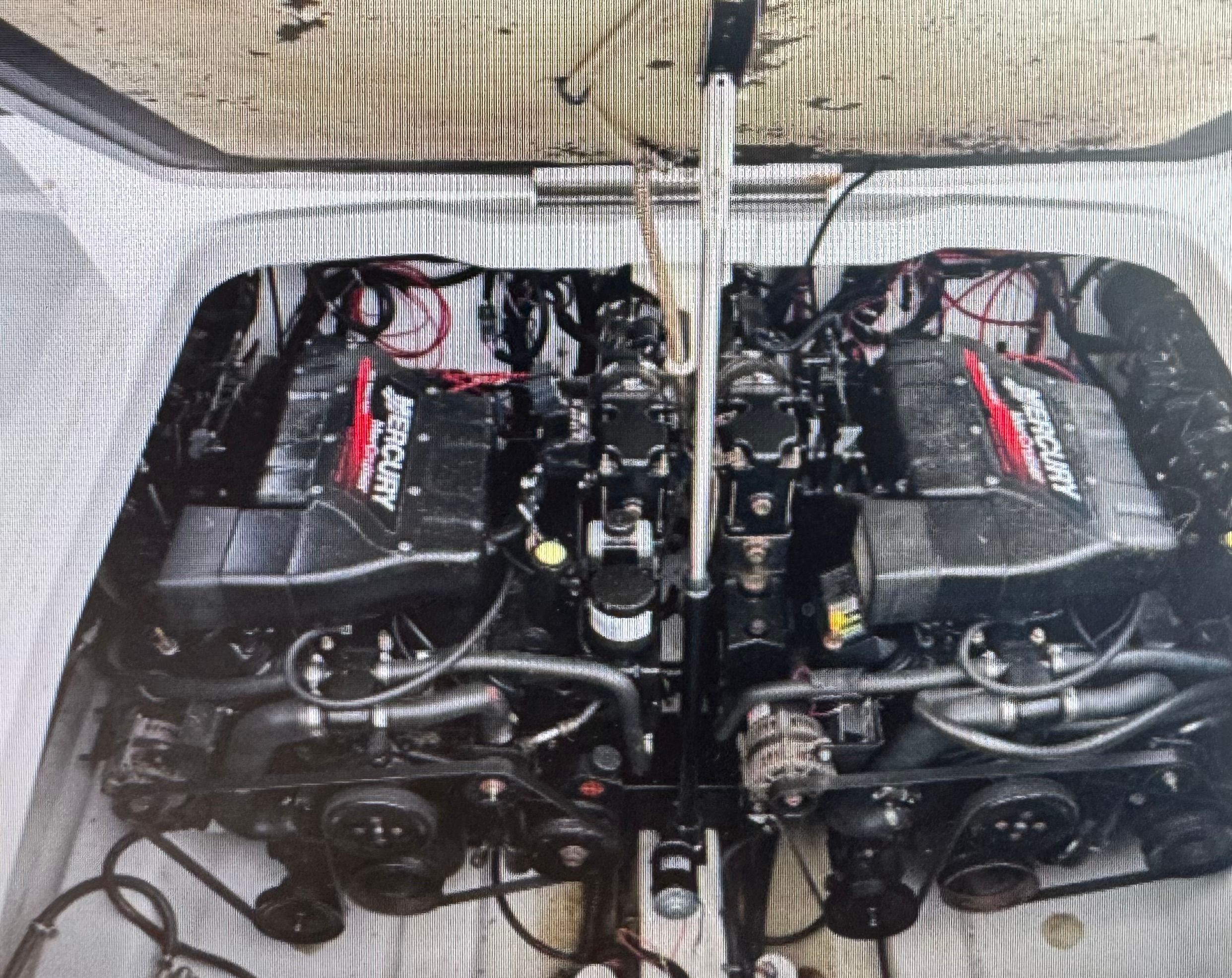 Engine compartment of 2001 Formula 37 SUPER SPORT boat.