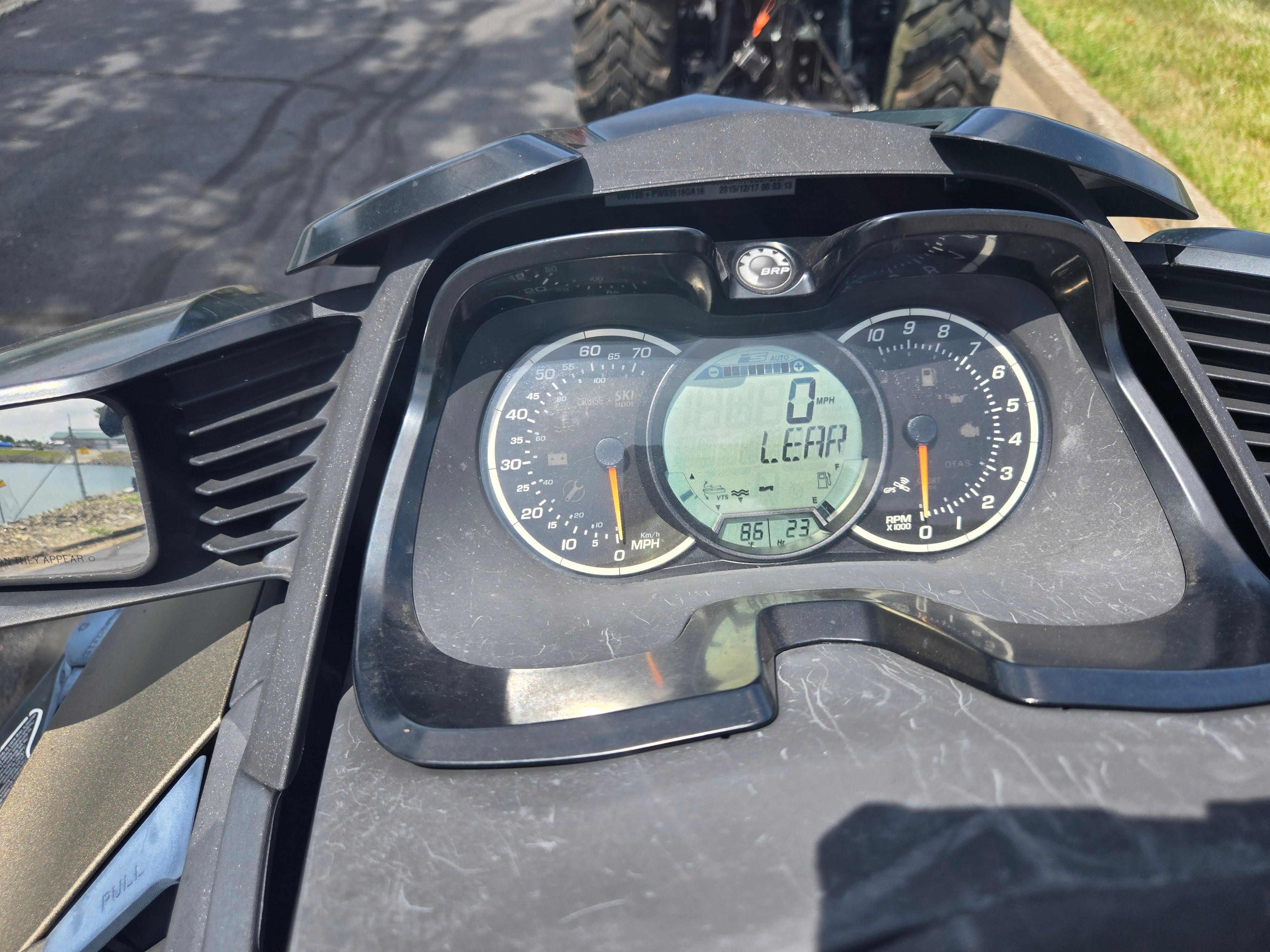 2016 Sea-Doo GTX Limited iS 260 dashboard with digital display and speedometer.