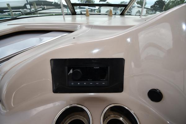 Control panel of 2003 Sea Ray 460 Sundancer yacht with modern audio system.