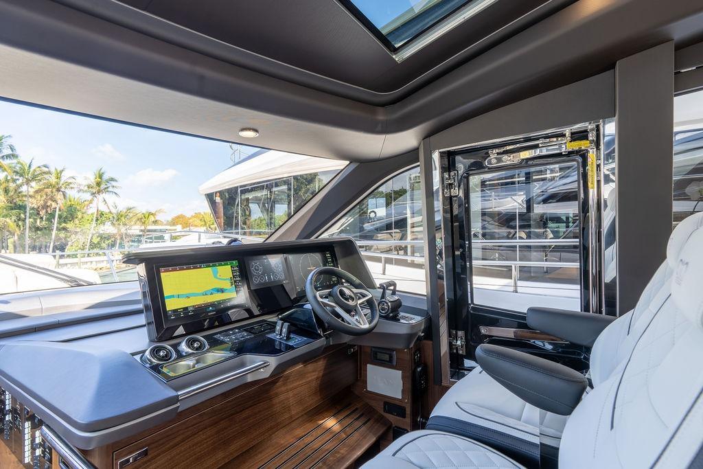 Luxurious cockpit of the 2026 Princess S65 yacht.
