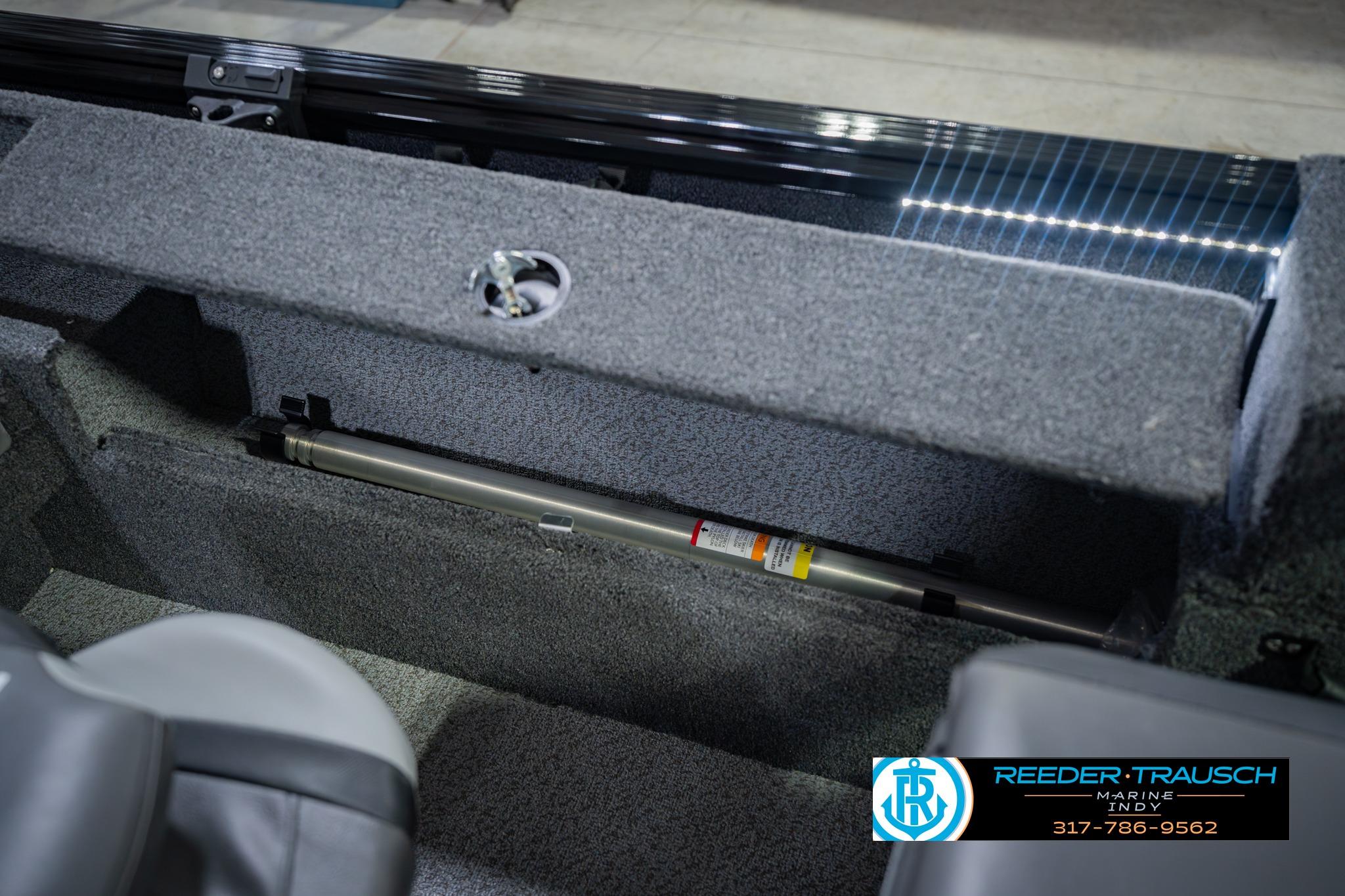 Interior view of 2026 Lund 1775 Impact XS boat storage compartment.