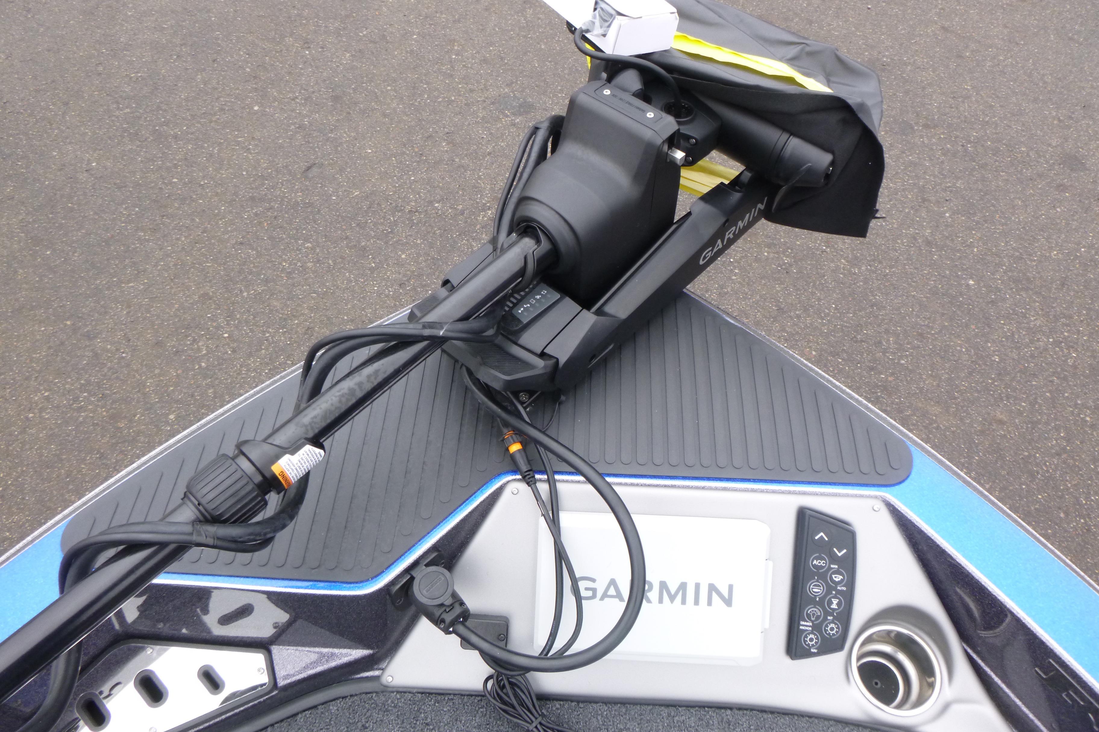 2026 Ranger 620FS Cup Equipped boat with Garmin trolling motor and control panel.