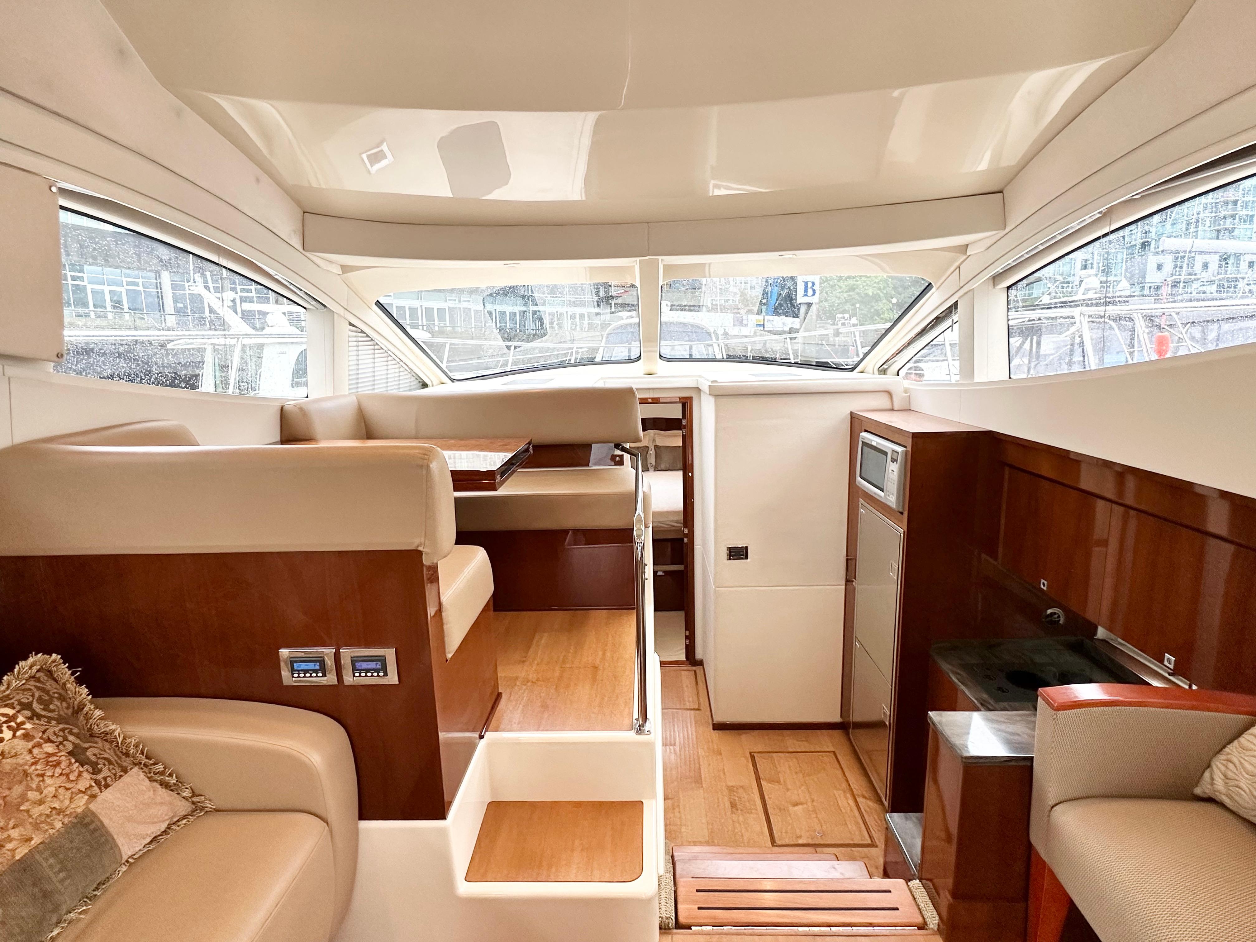 Interior of 2012 Sea Ray 450 Sedan Bridge yacht.