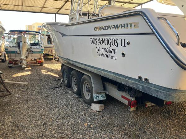 2006 Grady-White Bimini 306 boat on trailer in Puerto Vallarta storage.