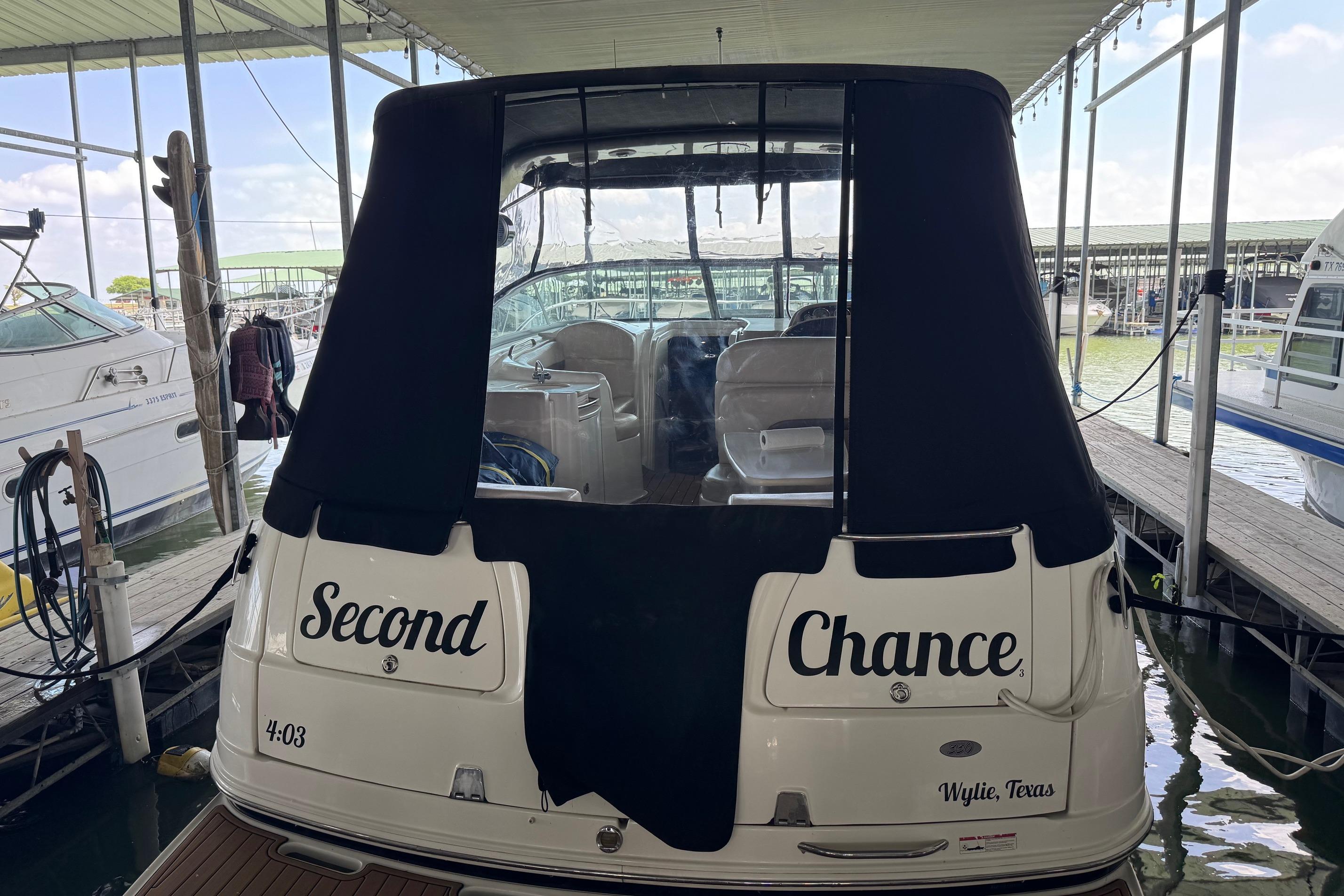 2006 Chaparral 330 Signature boat named "Second Chance" docked in Wylie, Texas.