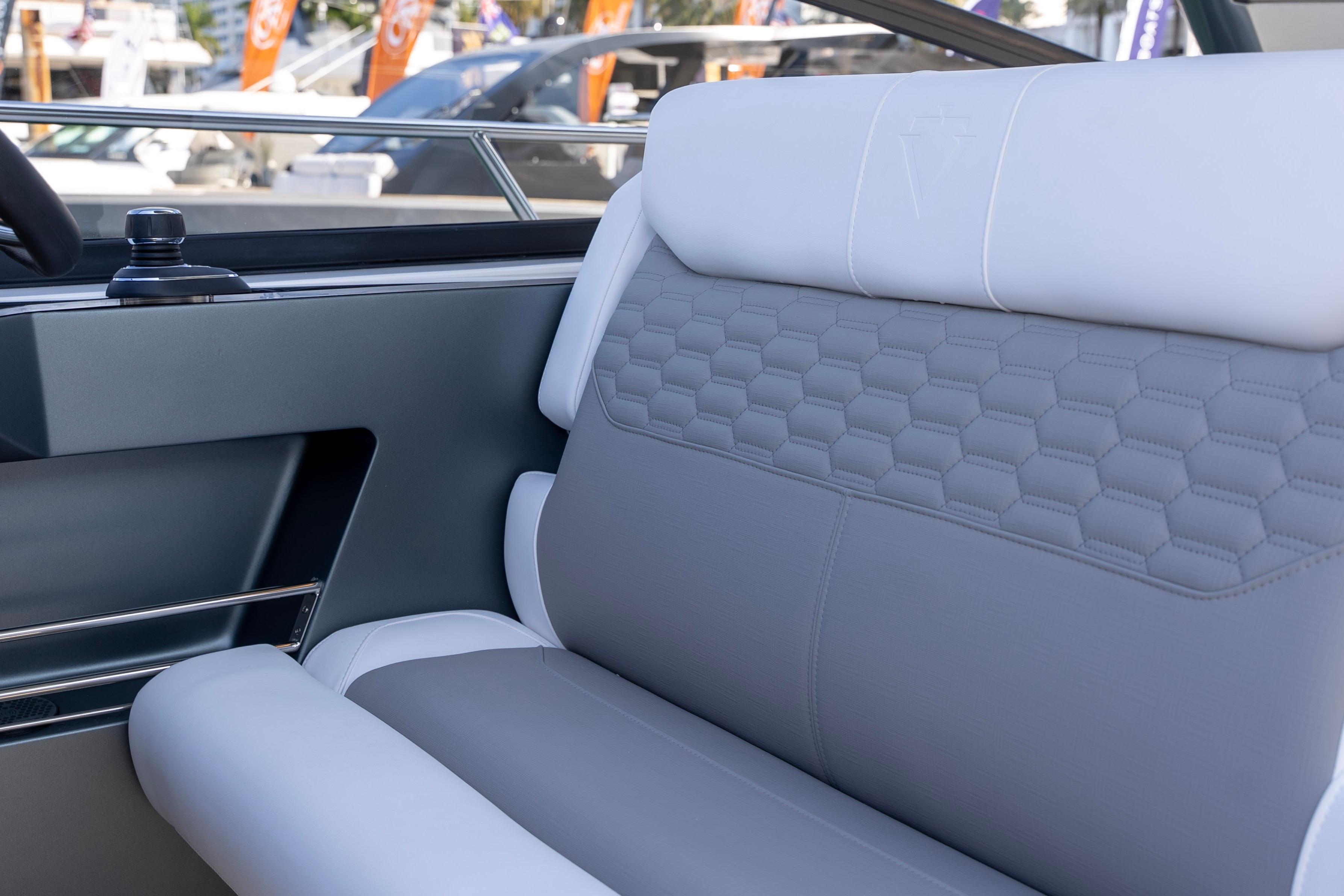 Luxurious interior seating of the 2026 Valiatt 380GT with hexagonal pattern design.