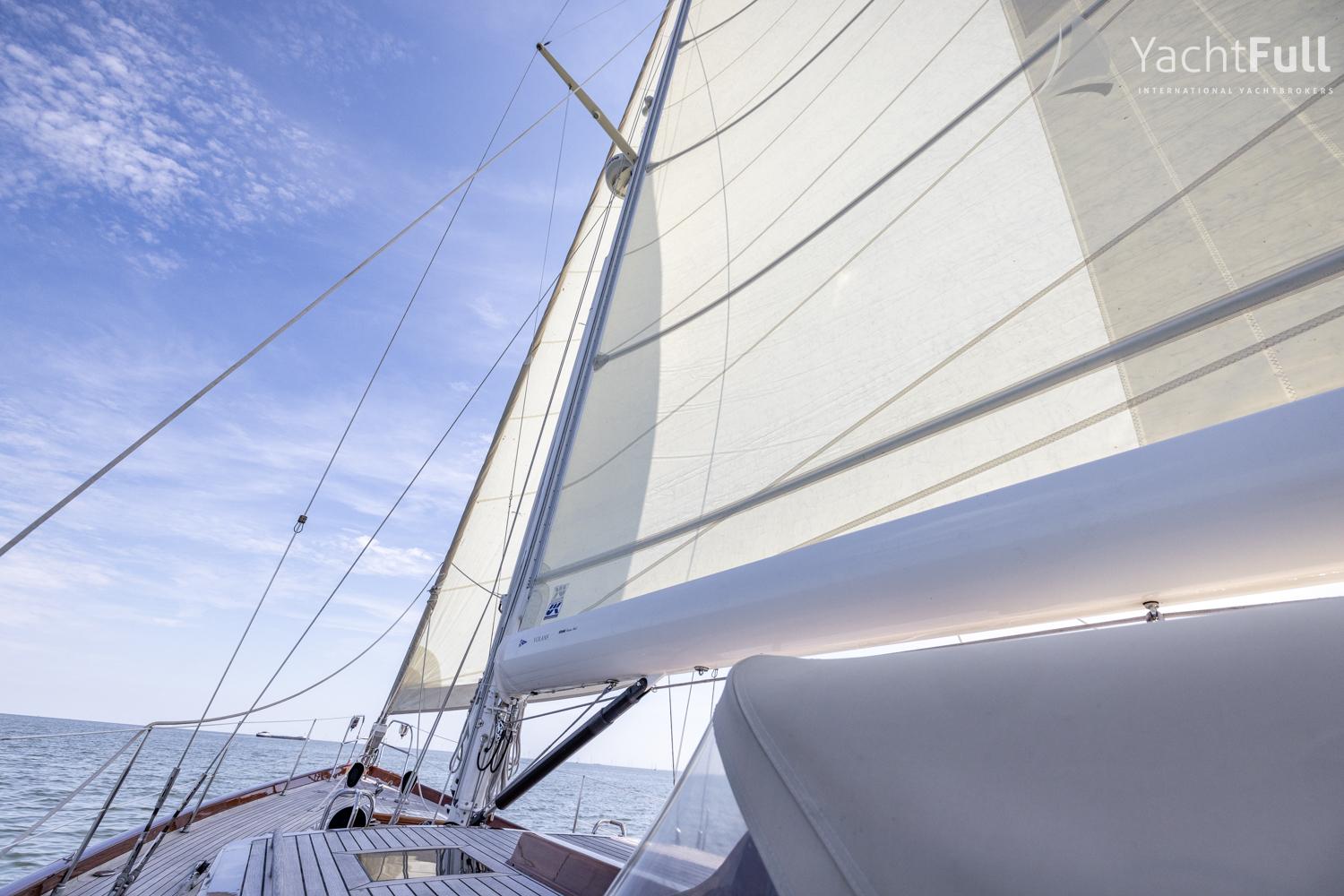 Sailing yacht Bestevaer 50 from 2000 with sails unfurled on open sea.