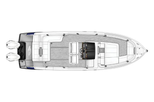 Manufacturer Provided Image: Top view of 2019 Chaparral 300 OSX boat layout with twin engines.