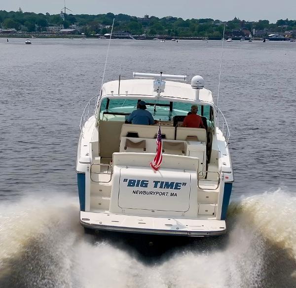 1996 Tiara Yachts 3500 Express cruising in Newburyport, MA.