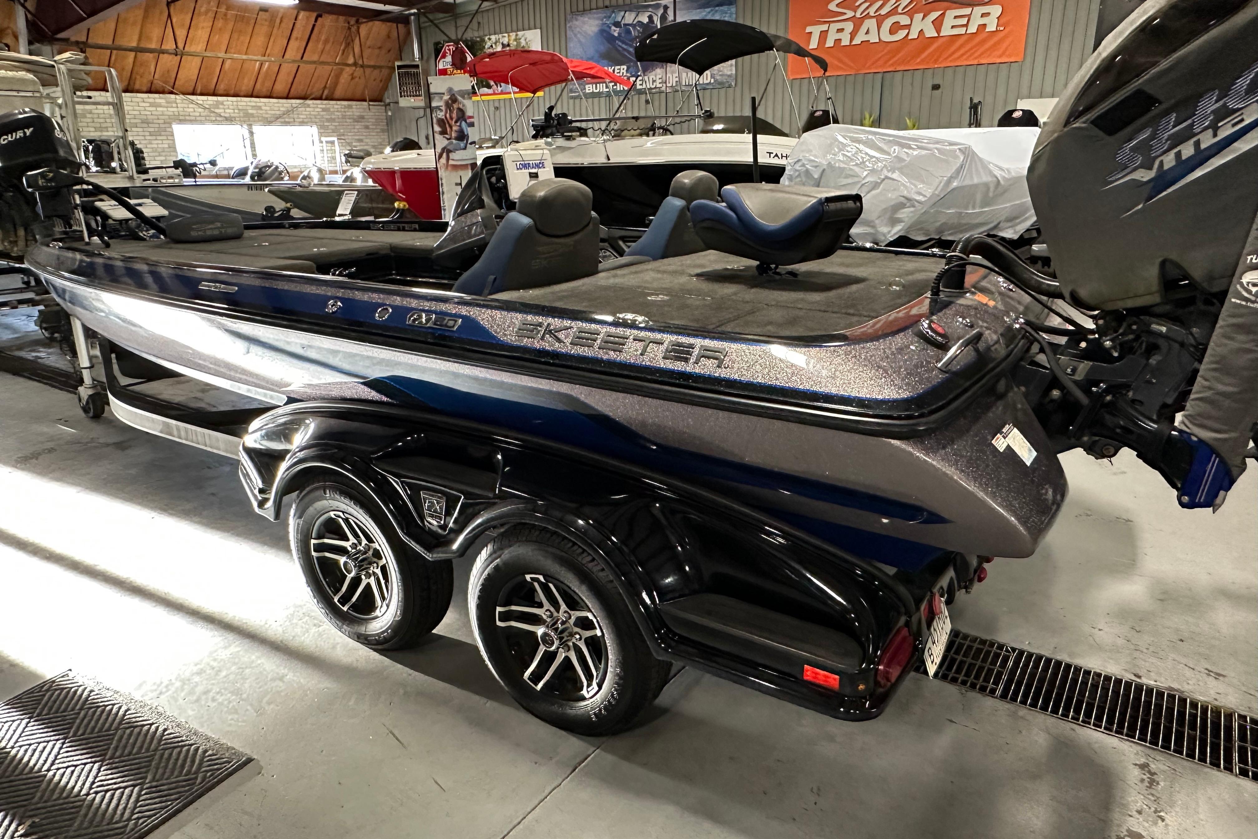2016 Skeeter FX20 Limited Edition bass boat in showroom, on trailer.