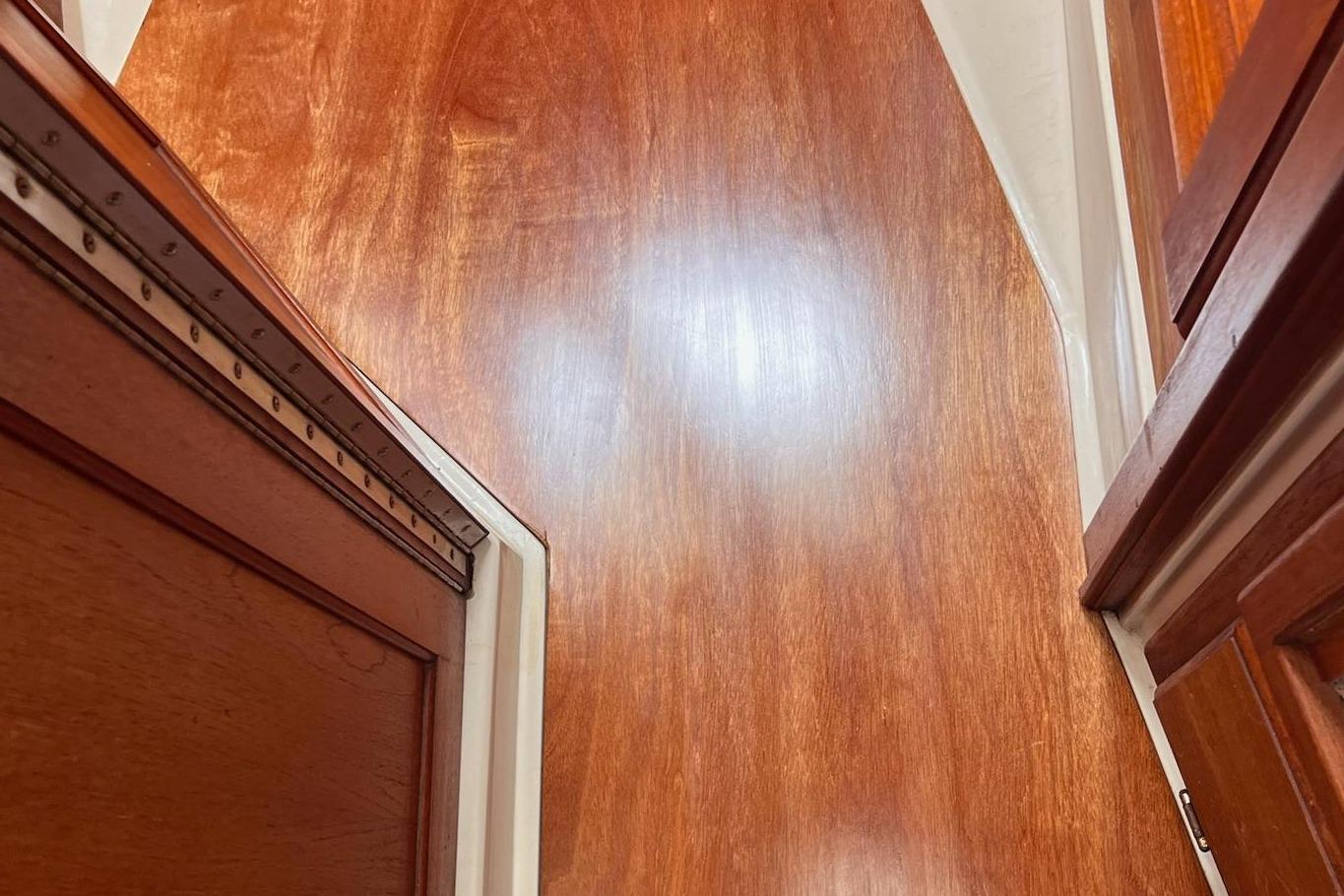 Wood interior of a 1985 Catalina 36 boat.