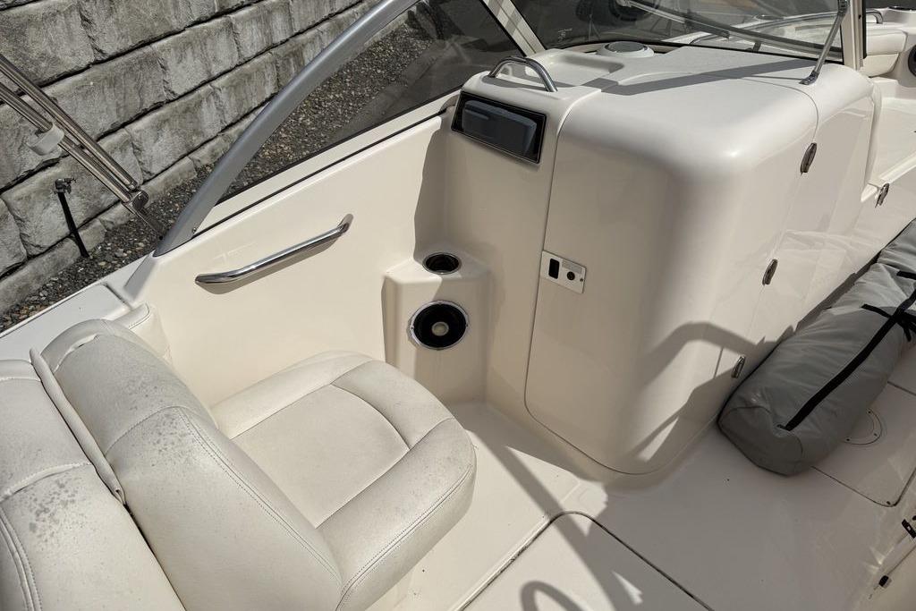 2019 Grady-White Freedom 215 boat interior with seating and storage compartments.