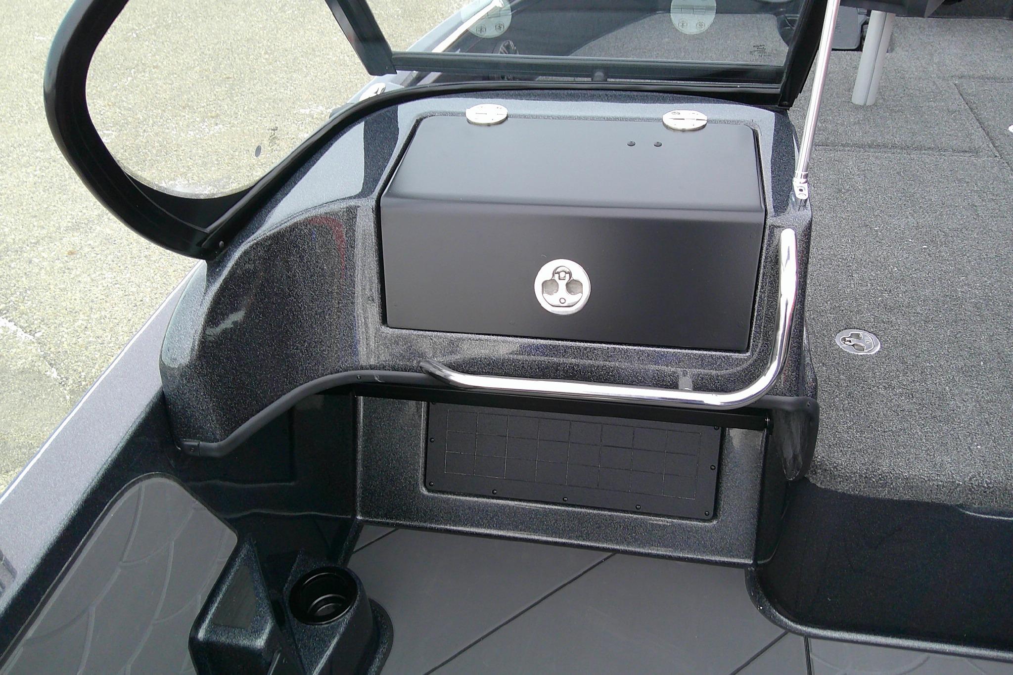 2026 Nitro ZV19 Sport Pro boat dashboard with sleek design and storage compartment.