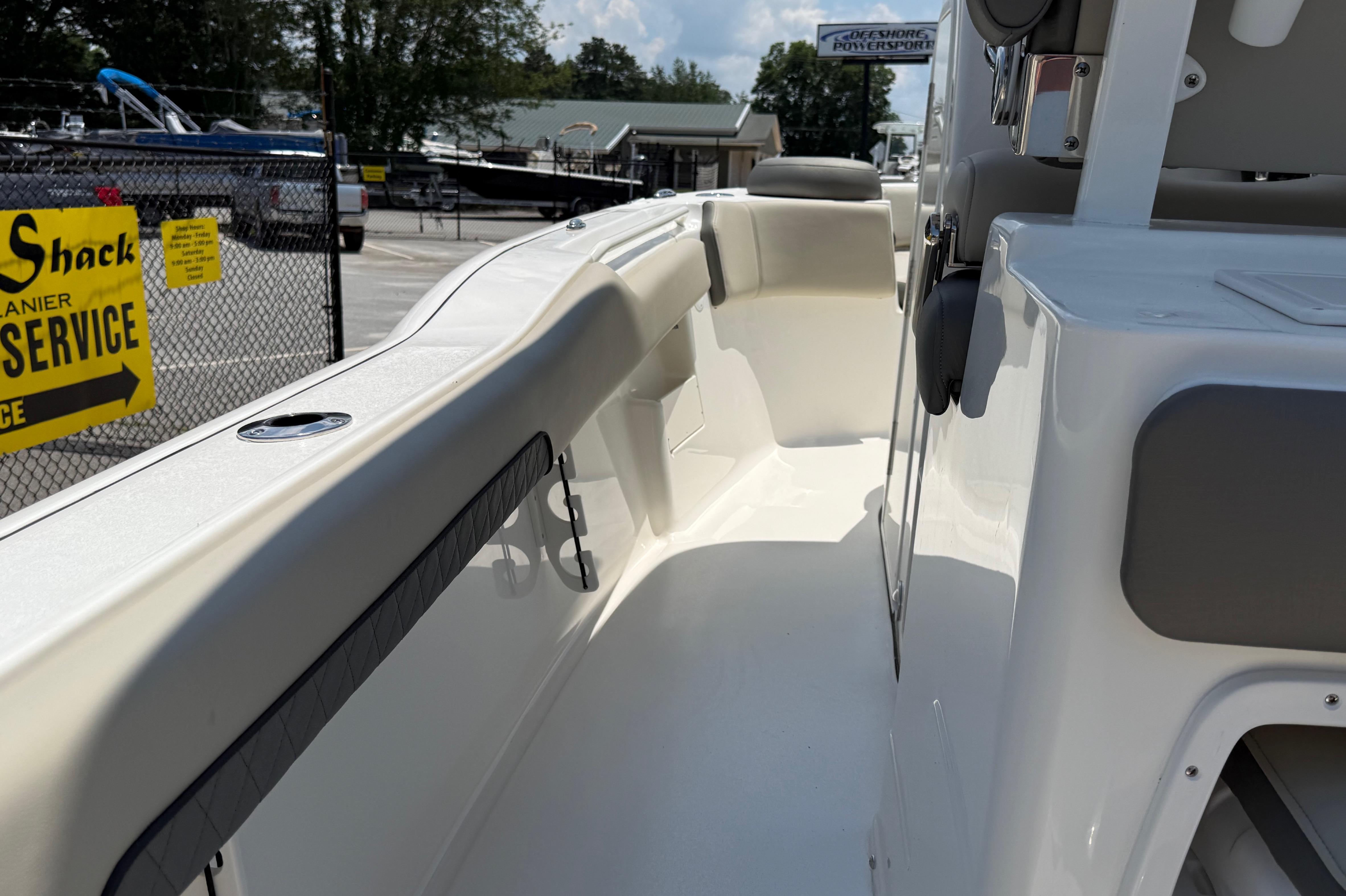 2027 Key West 249 FS boat interior, showcasing sleek design and spacious seating.