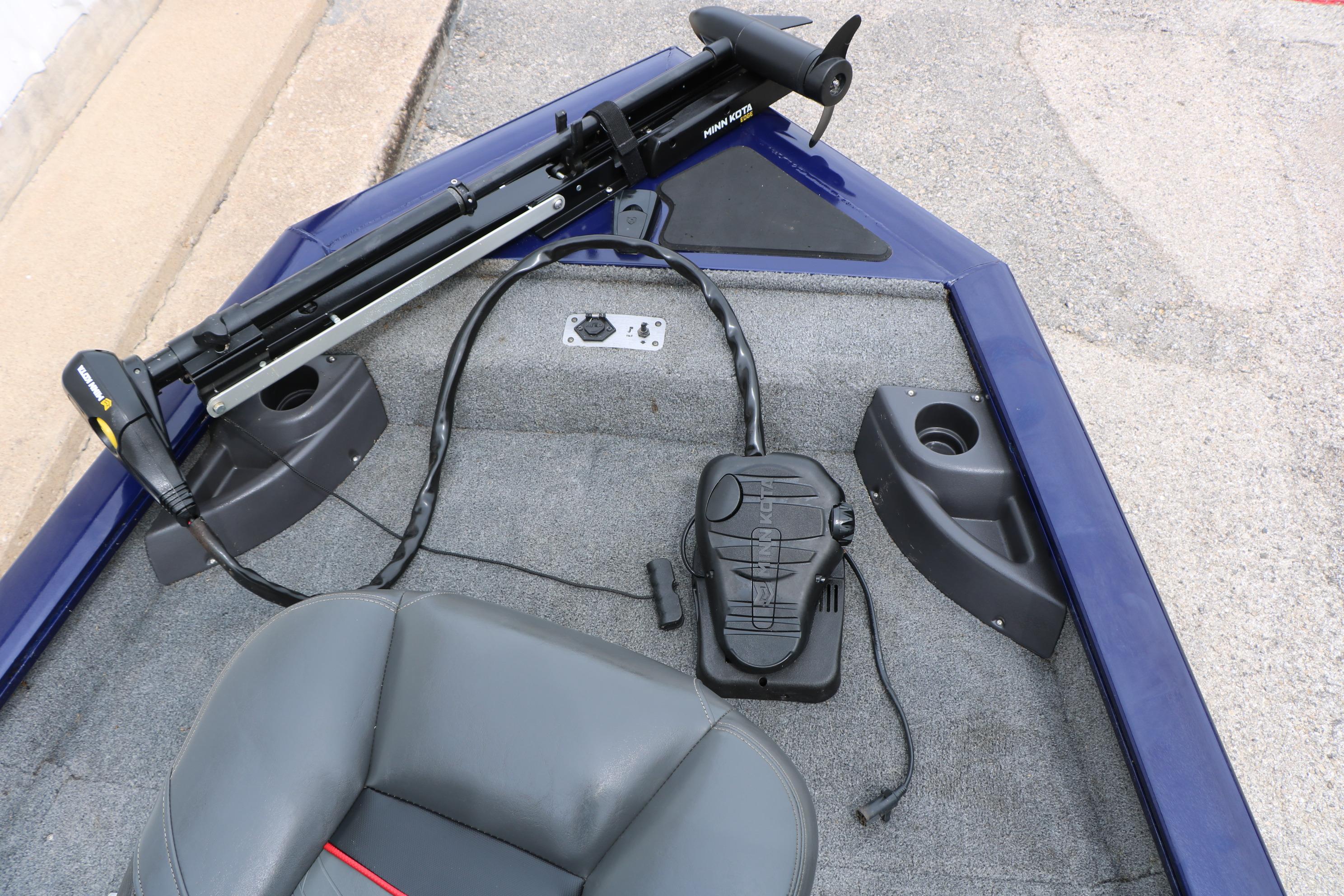 2022 Tracker Pro Team 175 TF boat with trolling motor and foot pedal controls.