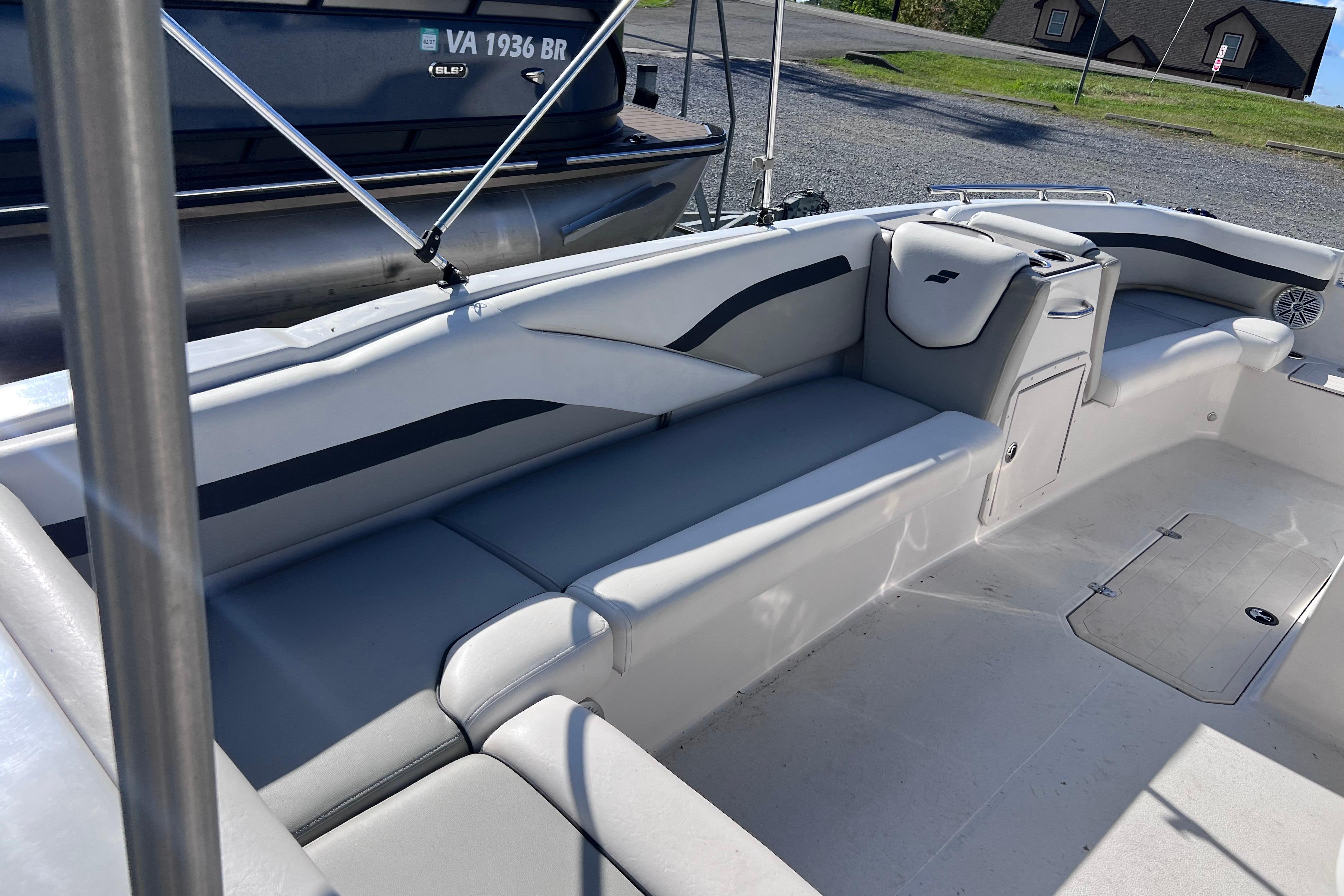 2021 Starcraft SVX 211 OB boat interior with spacious seating and modern design.