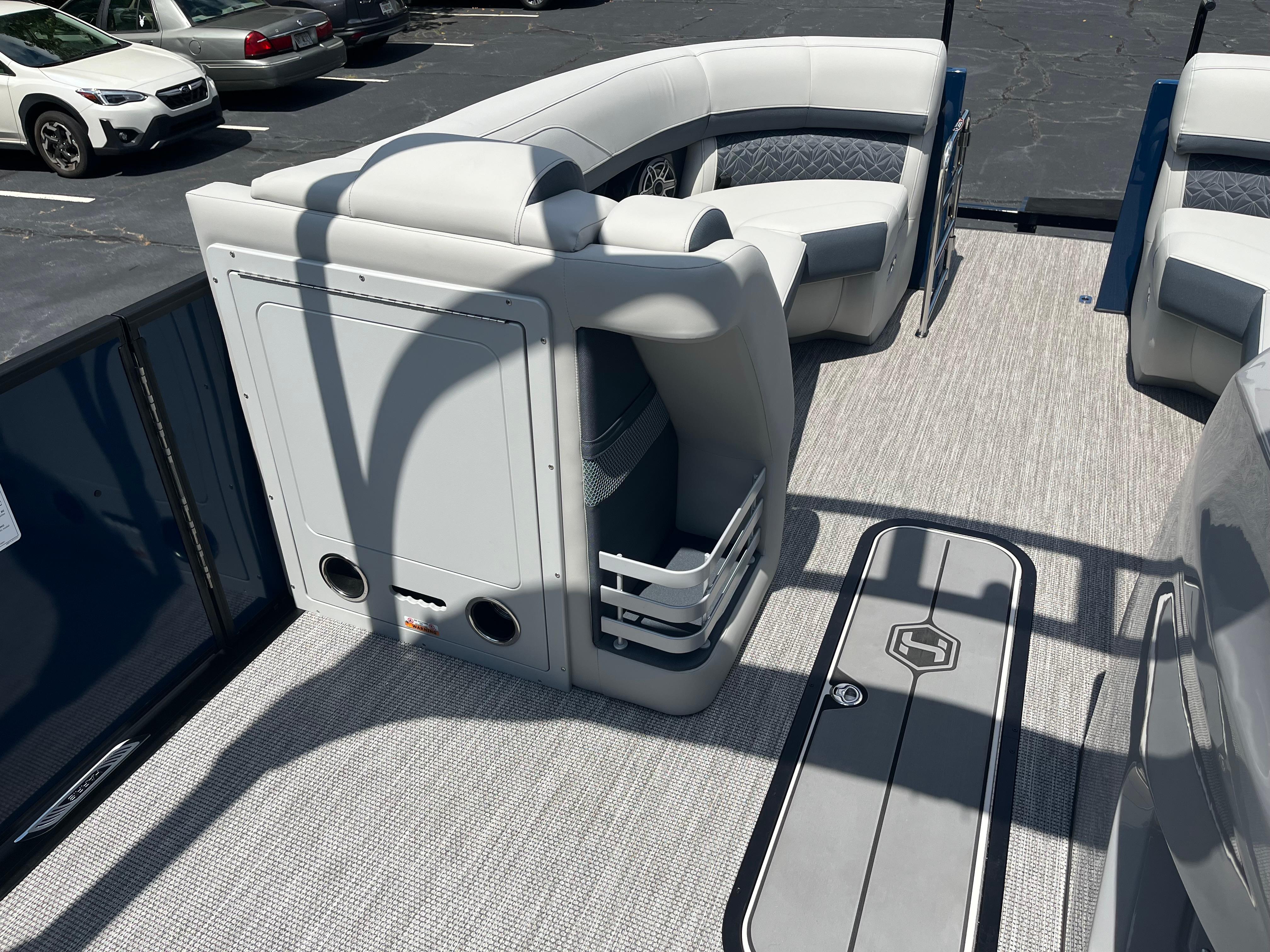 2026 Harris Grand Mariner 230 interior with plush seating and modern design.