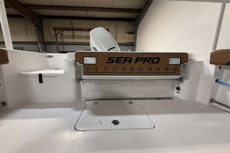 2026 Sea Pro 242 Center Console boat interior with measuring board.