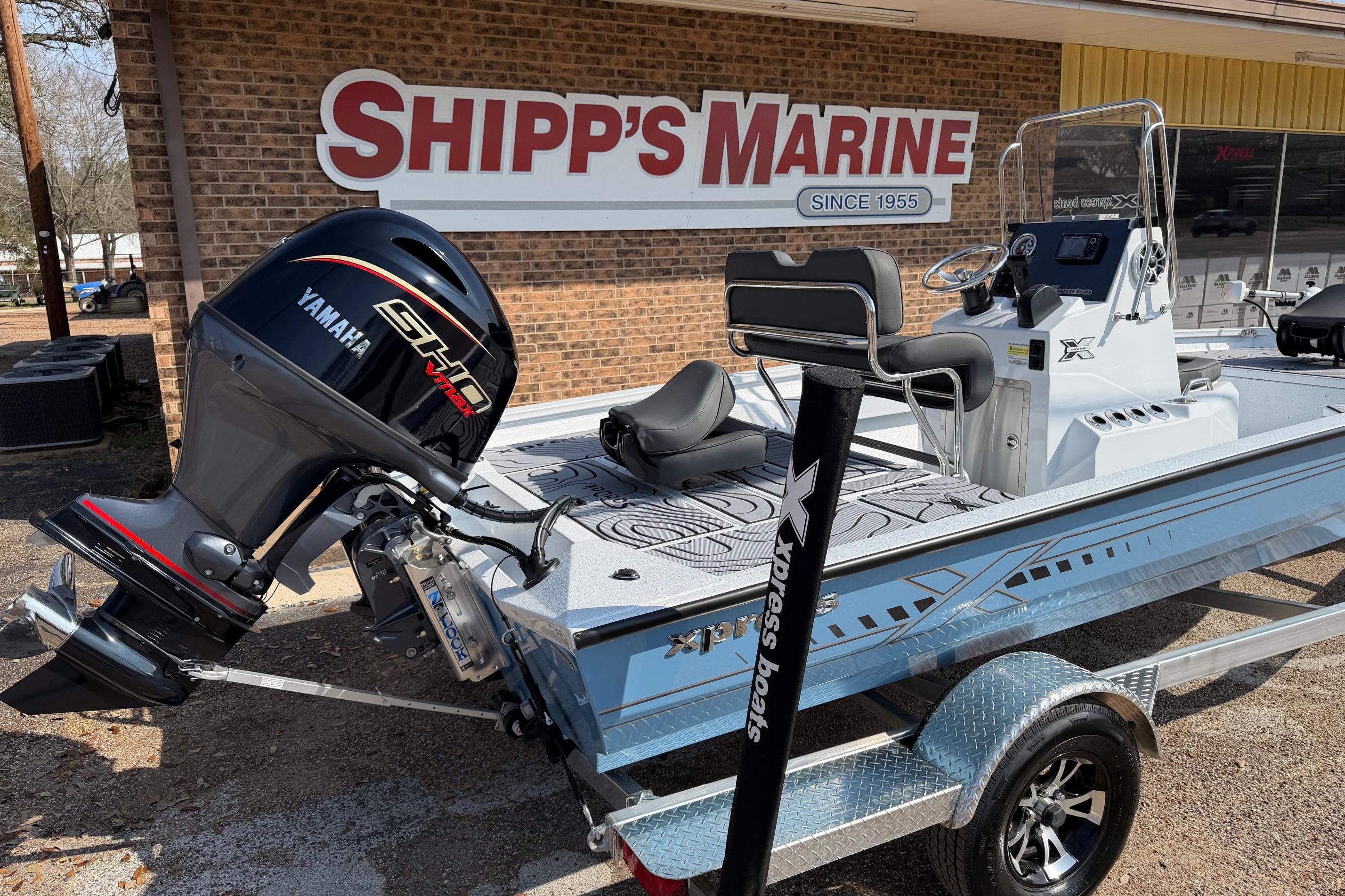 2026 Xpress H20B Bay boat with Yamaha engine at Shipp's Marine dealership.