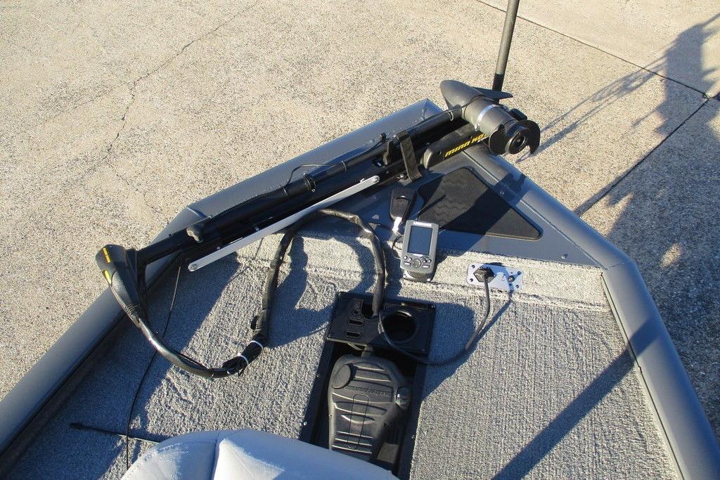 2017 Tracker Pro Team 195 TXW boat deck with trolling motor and electronics.