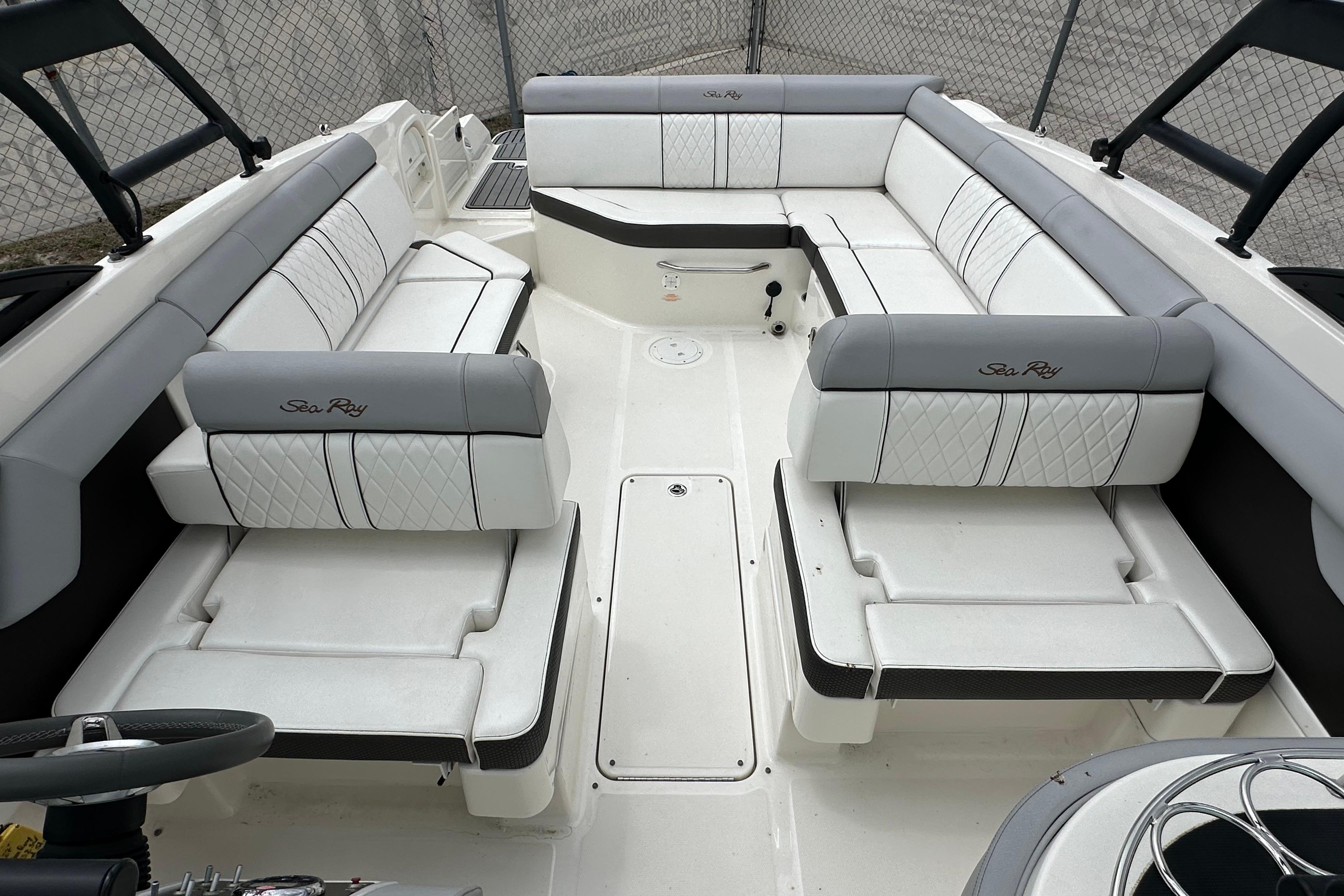 2016 Sea Ray 270 Sundeck interior with spacious seating and elegant design.