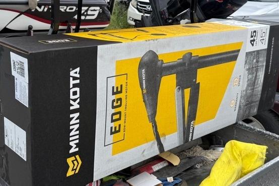 Box of Minn Kota Edge trolling motor on a 2015 Tracker Pro Team 190 TX boat.