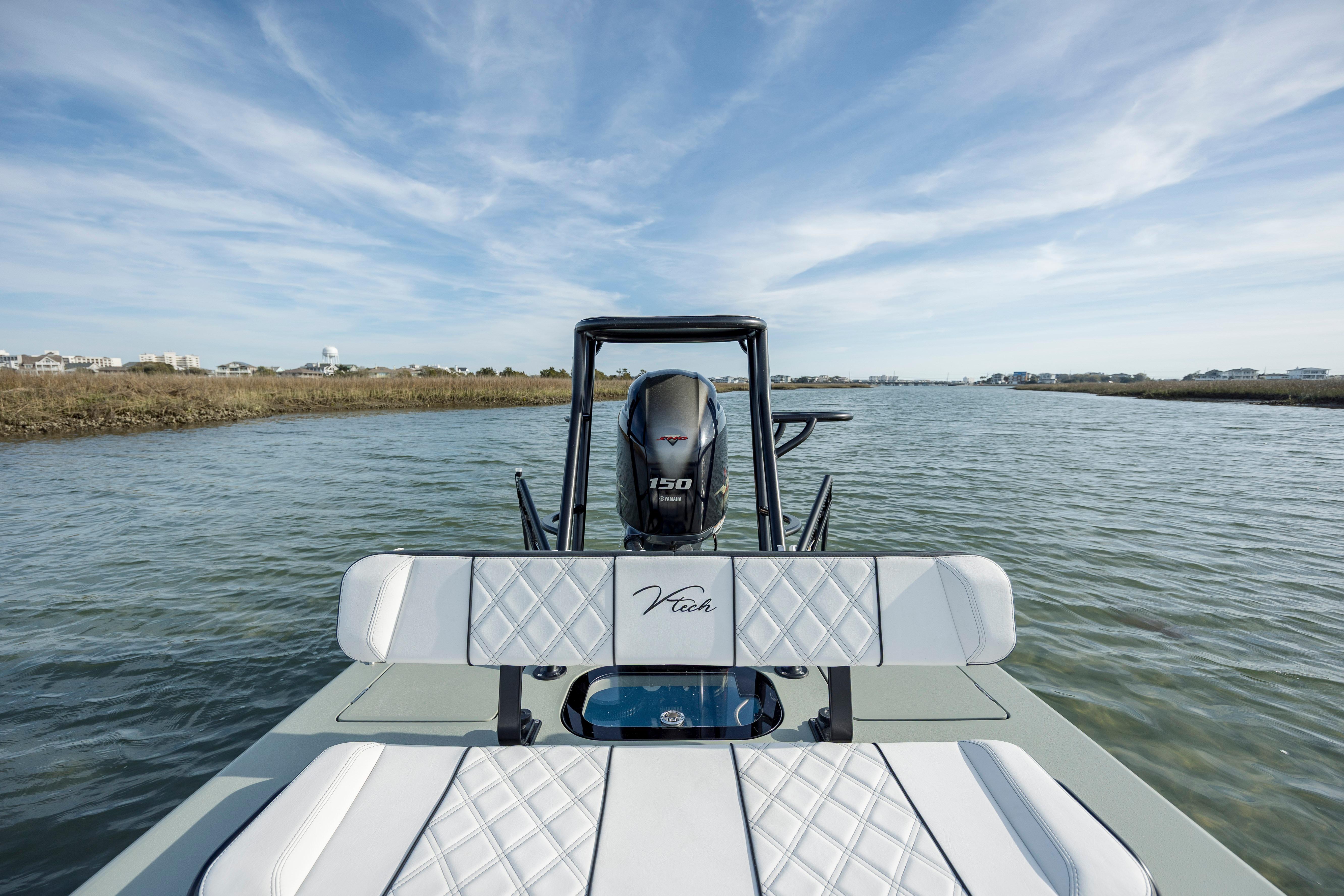 Vtech 18 boat on water, showcasing sleek design and powerful engine, 2025 model.