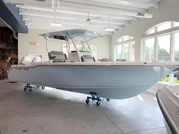 2024 Key West 263 FS boat displayed indoors.