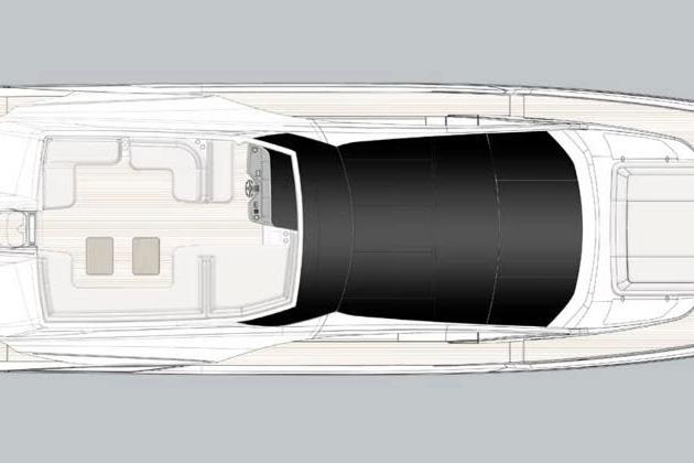 Top view layout of 2022 Azimut S10 luxury yacht design.