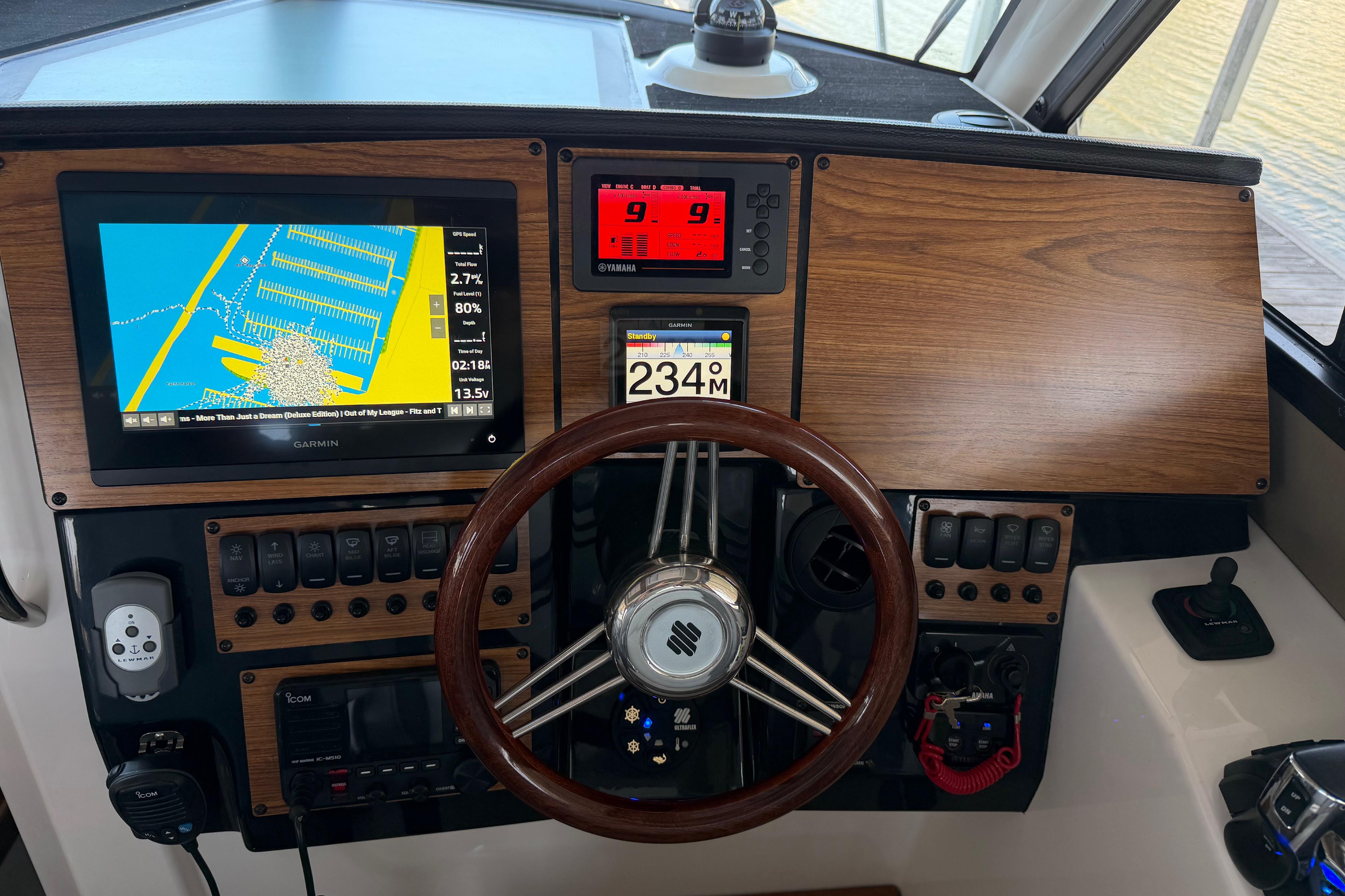 2023 Cutwater C-288 Coupe dashboard with navigation and control systems.