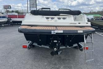 2017 Bayliner 195 Deck Boat, rear view with swim platform and ladder.