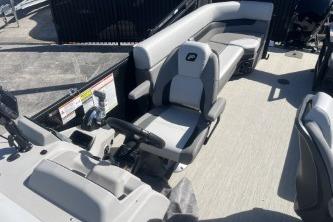 2026 Princecraft Vectra 23 L boat interior with gray seating and steering console.