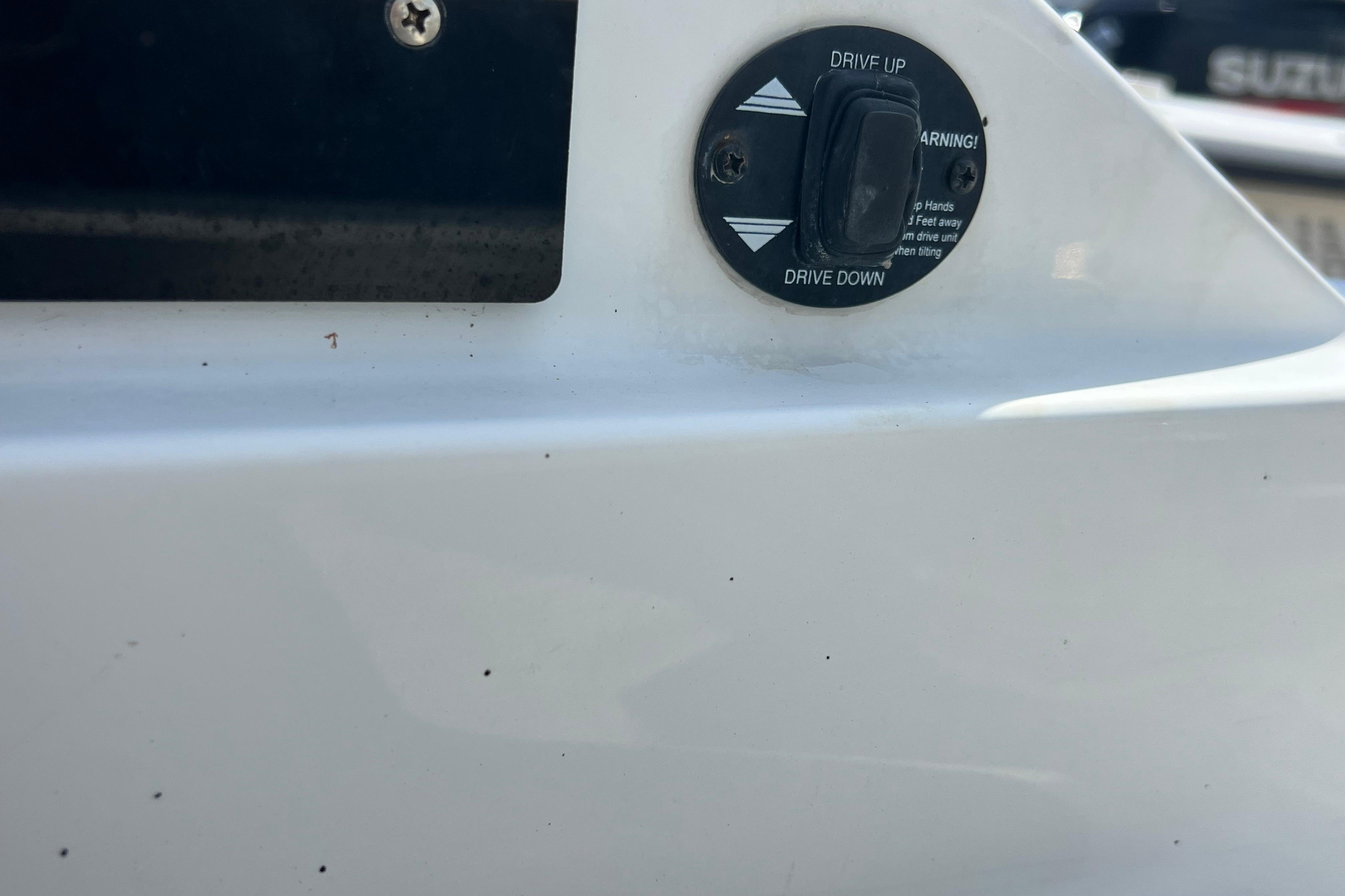 Close-up of 2015 Monterey 268SS Super Sport boat control panel with drive switch.