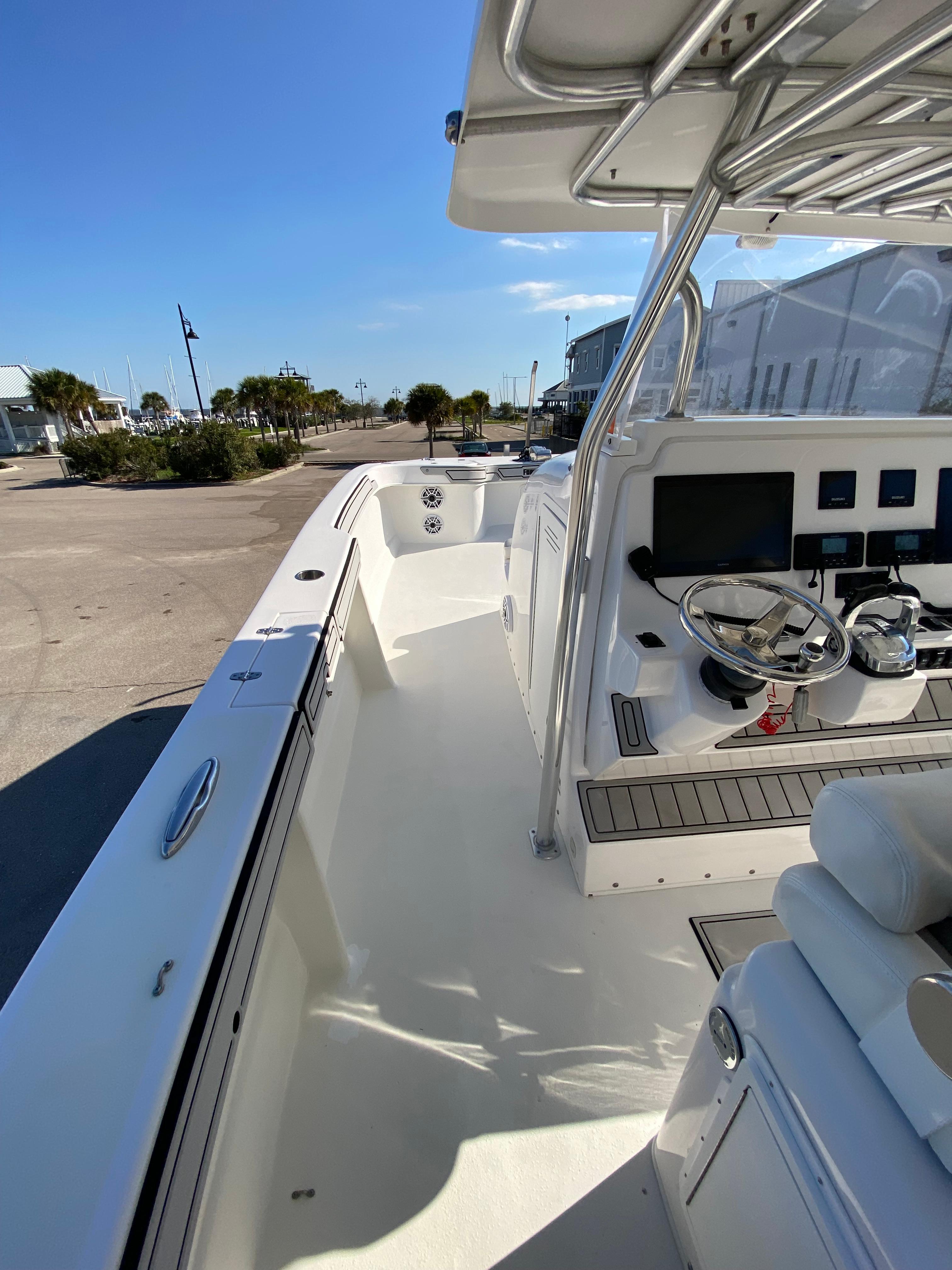 2021 Twin Vee 36 Center Console boat with sleek design and modern controls.