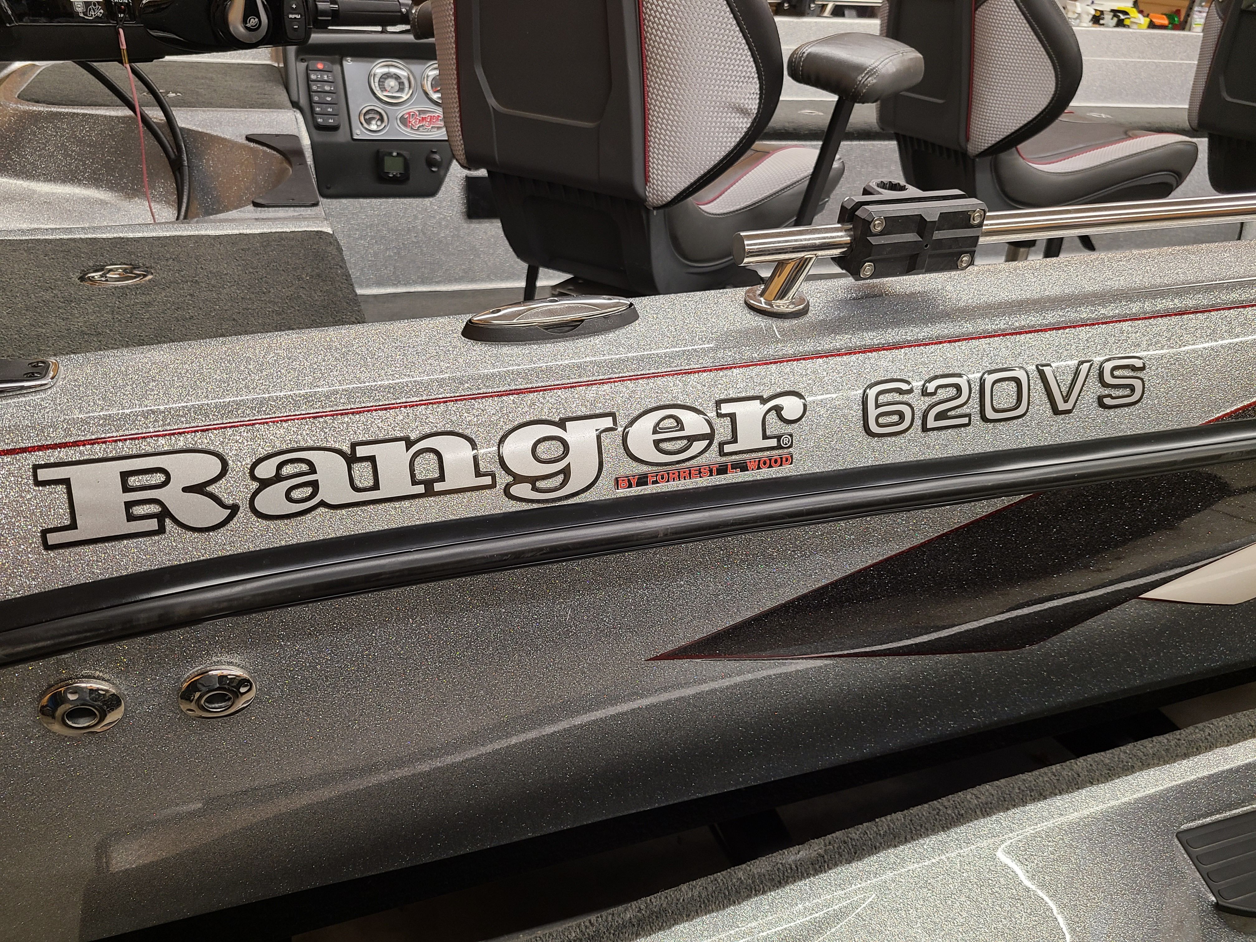 Ranger 620VS boat interior with seats and controls.