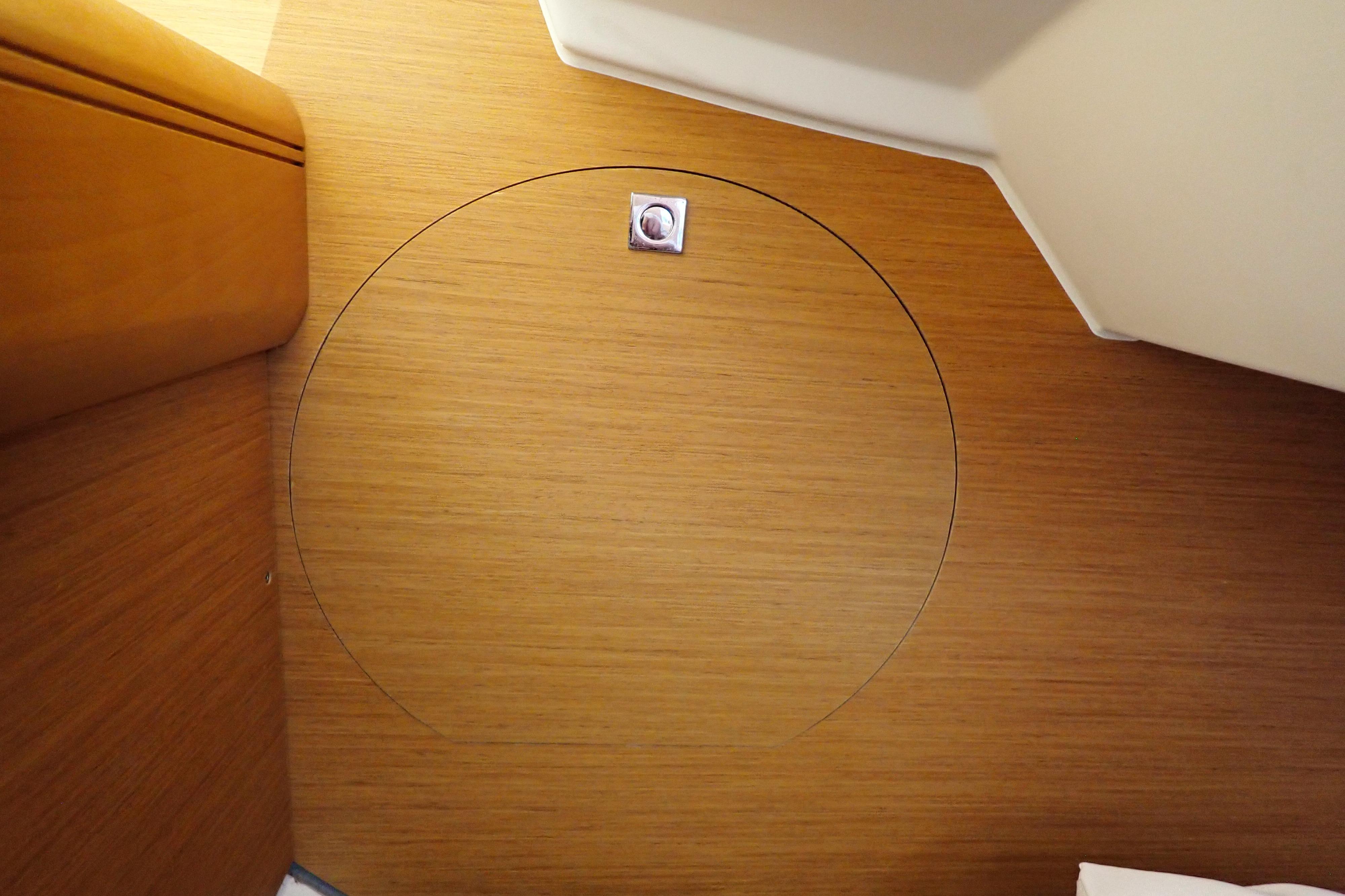 Wooden interior detail of 2018 Jeanneau Sun Odyssey 389 yacht cabin.