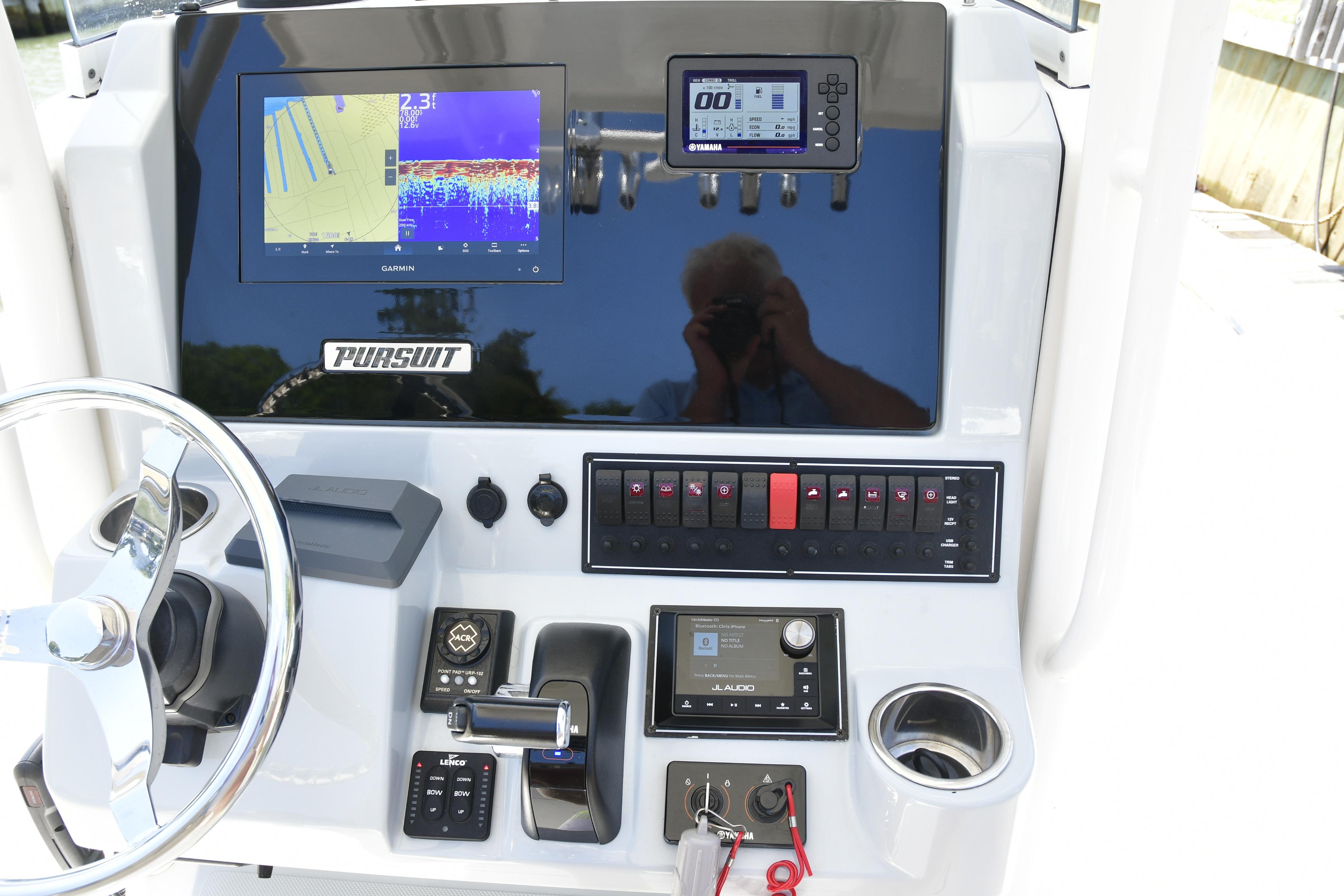 2020 Pursuit C 238 Center Console dashboard with navigation and control systems.