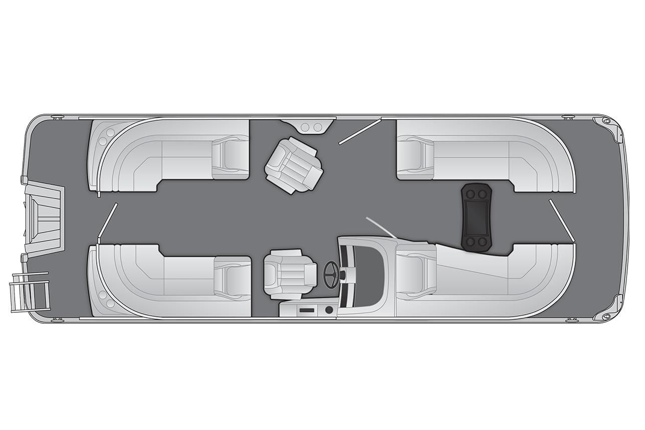 Manufacturer Provided Image: Top view layout of 2026 Bennington 24 LXS Quadbench pontoon boat.