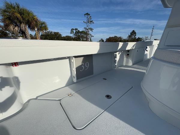 2025 Yellowfin 39 Offshore boat deck with sleek design and spacious layout.